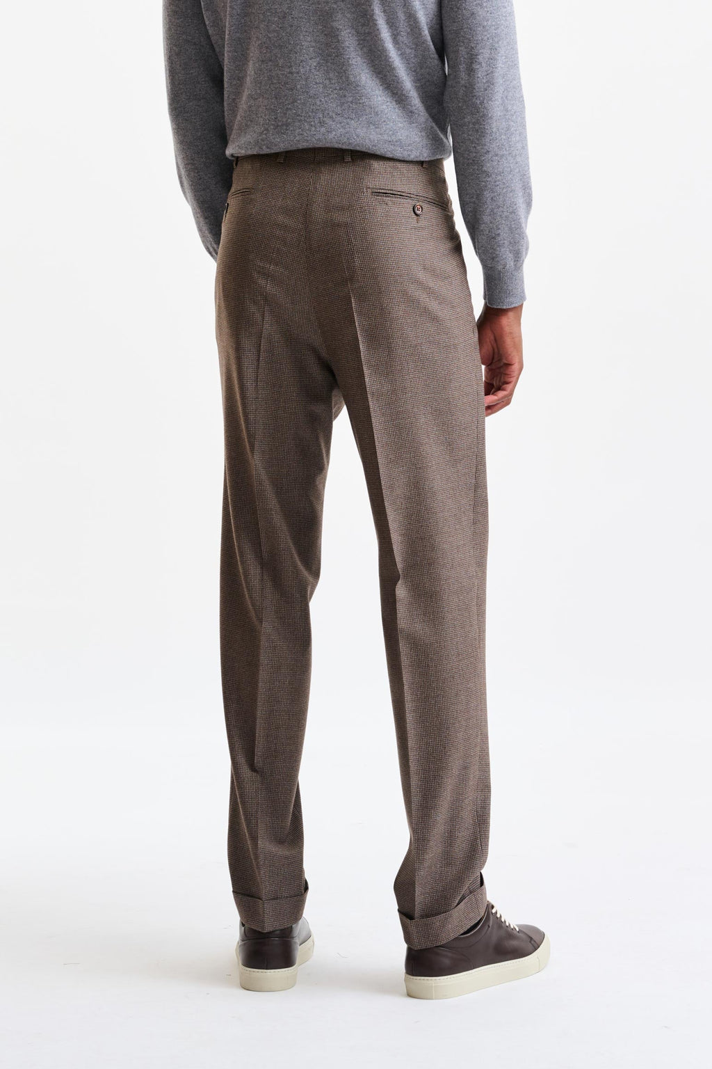 Check Brown 100% Wool Farley Trousers Freestyle — detail 4