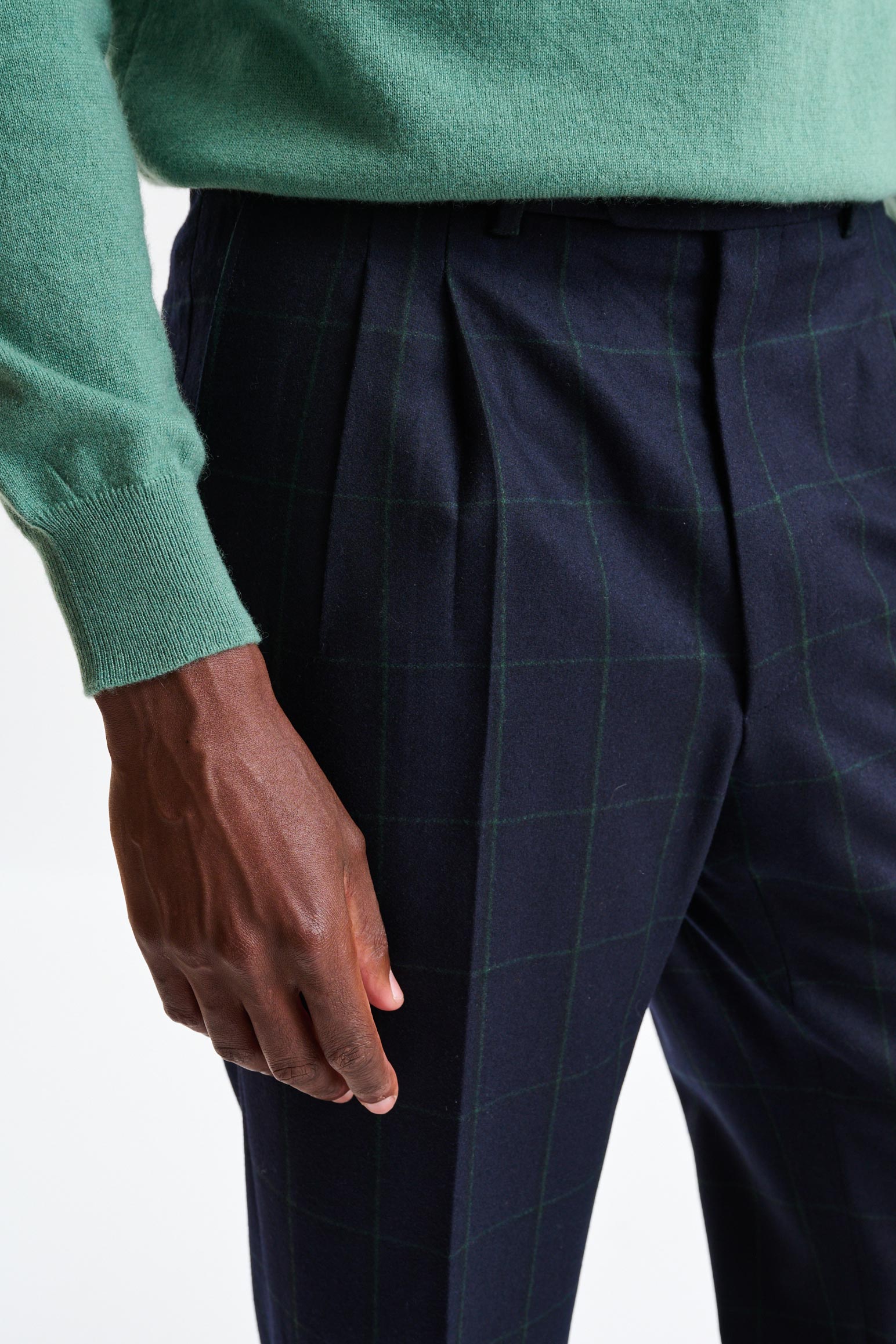 Dark Blue 100% Wool Farley Trousers Freestyle — detail 2