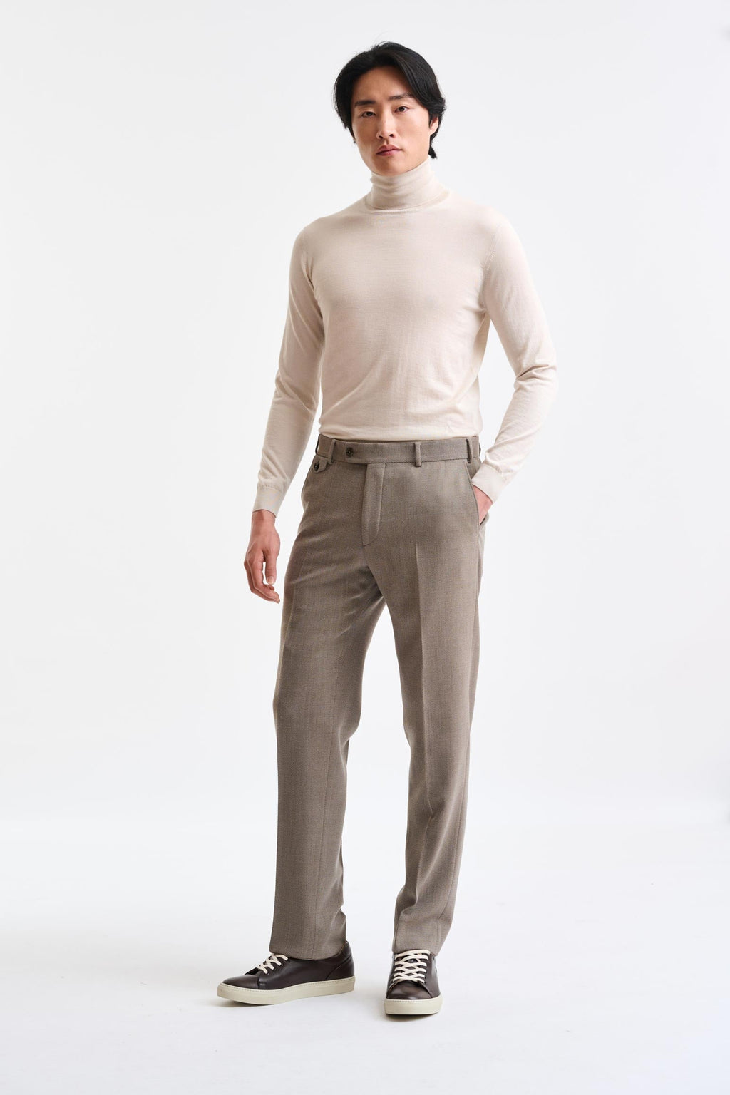 Dark Beige Wool Farley Trousers Freestyle — detail 1
