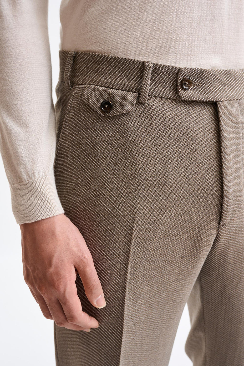 Dark Beige Wool Farley Trousers Freestyle — detail 2