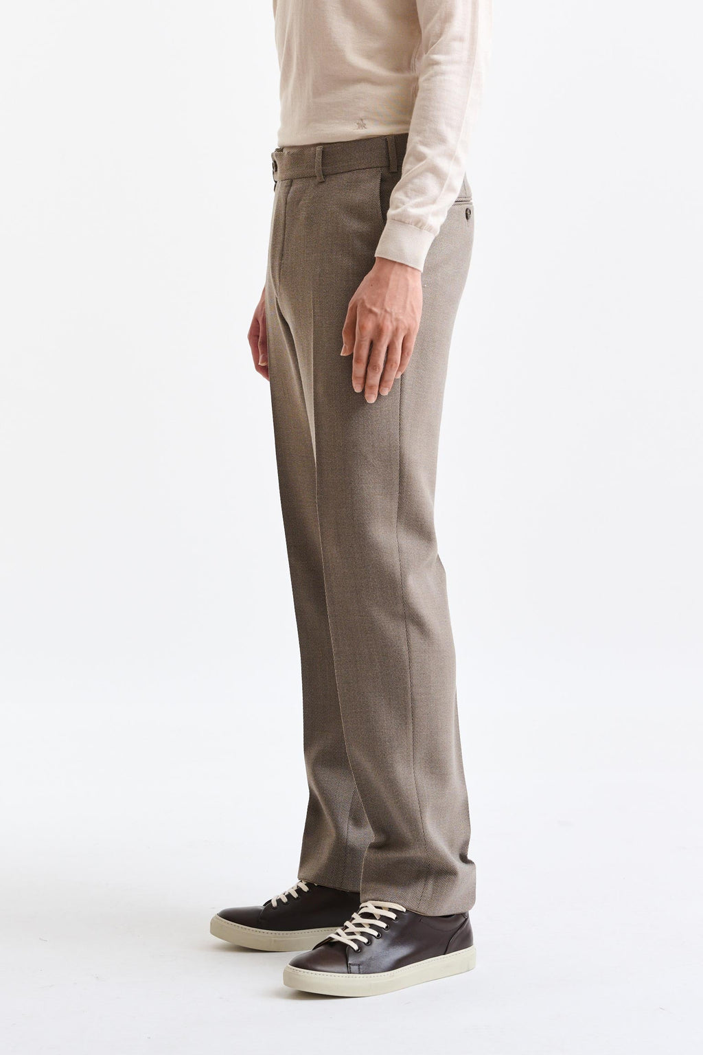 Dark Beige Wool Farley Trousers Freestyle — detail 3