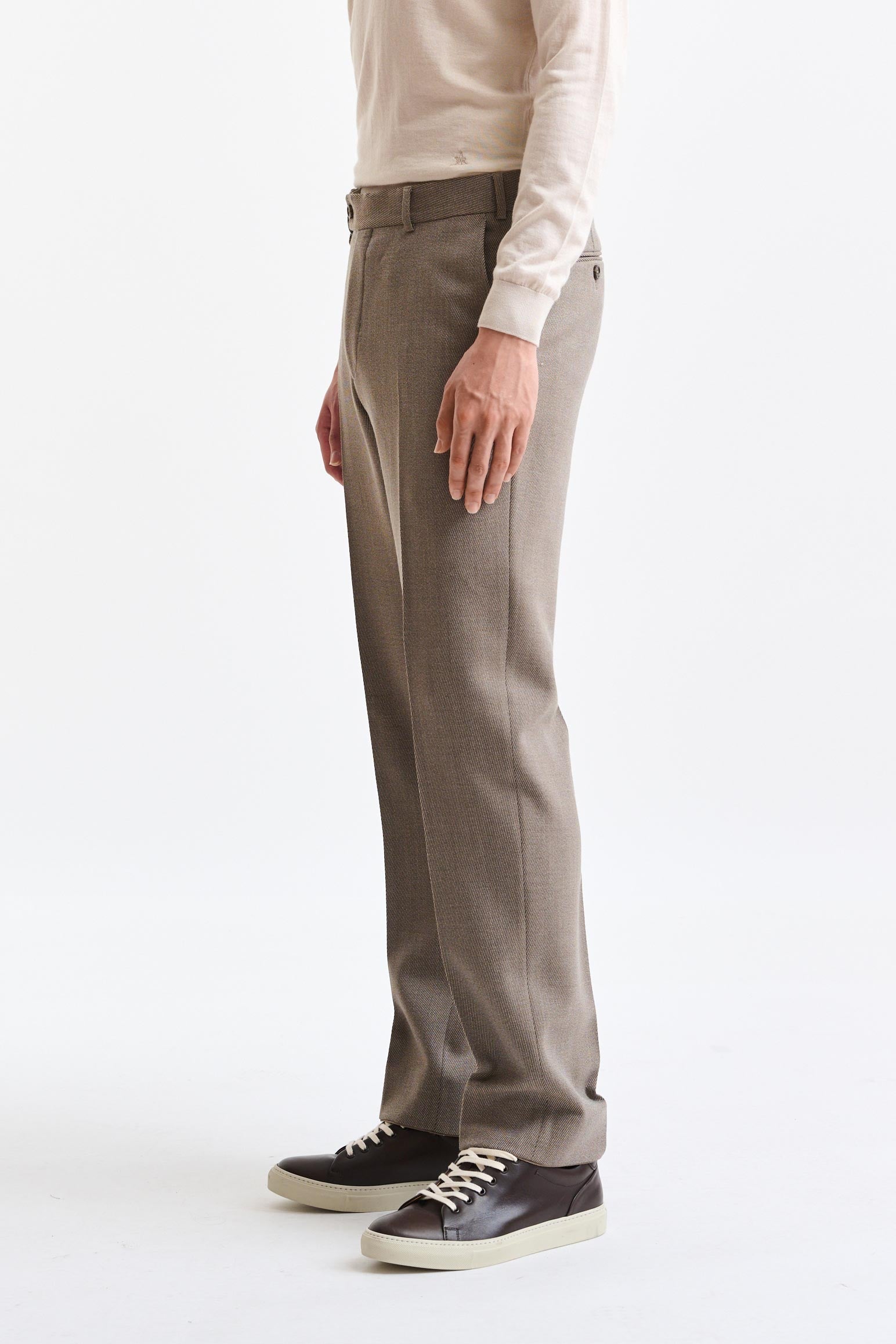Dark Beige Wool Farley Trousers Freestyle — detail 3