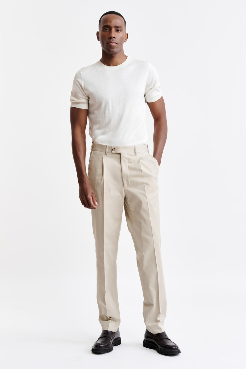 Light Brown Cotton Farley Trousers Cashmere Cotton — detail 1