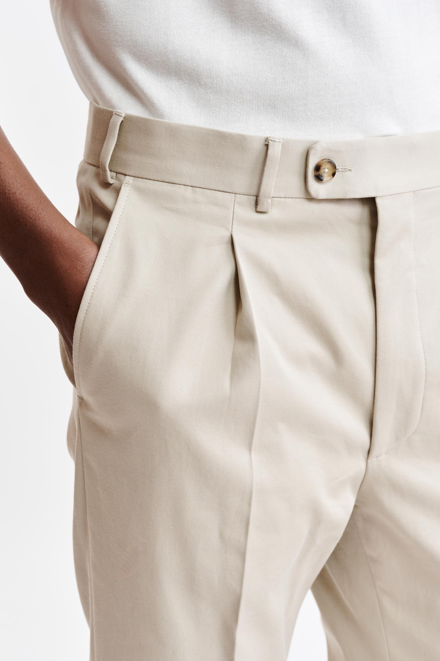 Light Brown Cotton Farley Trousers Cashmere Cotton — detail 3