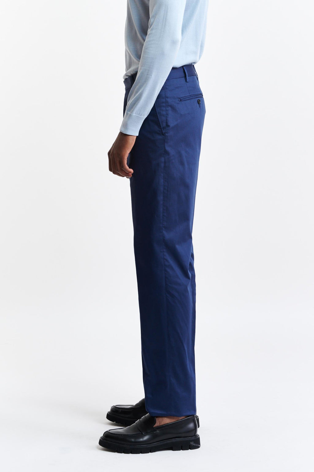 Dark Blue 100% Cotton Xander Trousers Cashmere Cotton — detail 2
