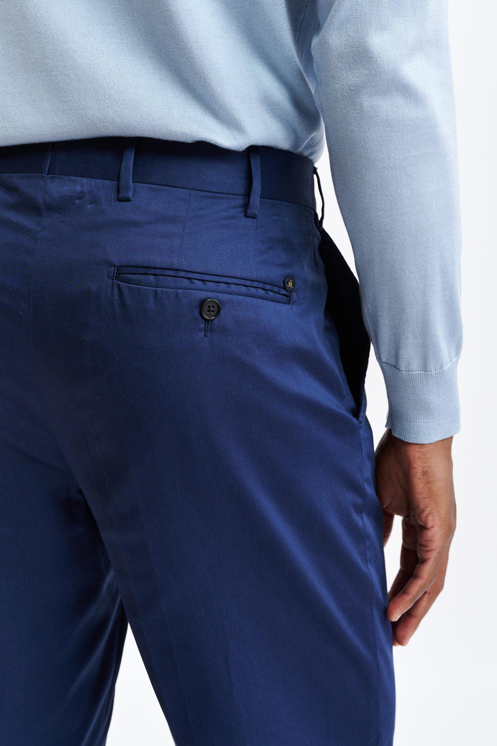 Dark Blue 100% Cotton Xander Trousers Cashmere Cotton — detail 4