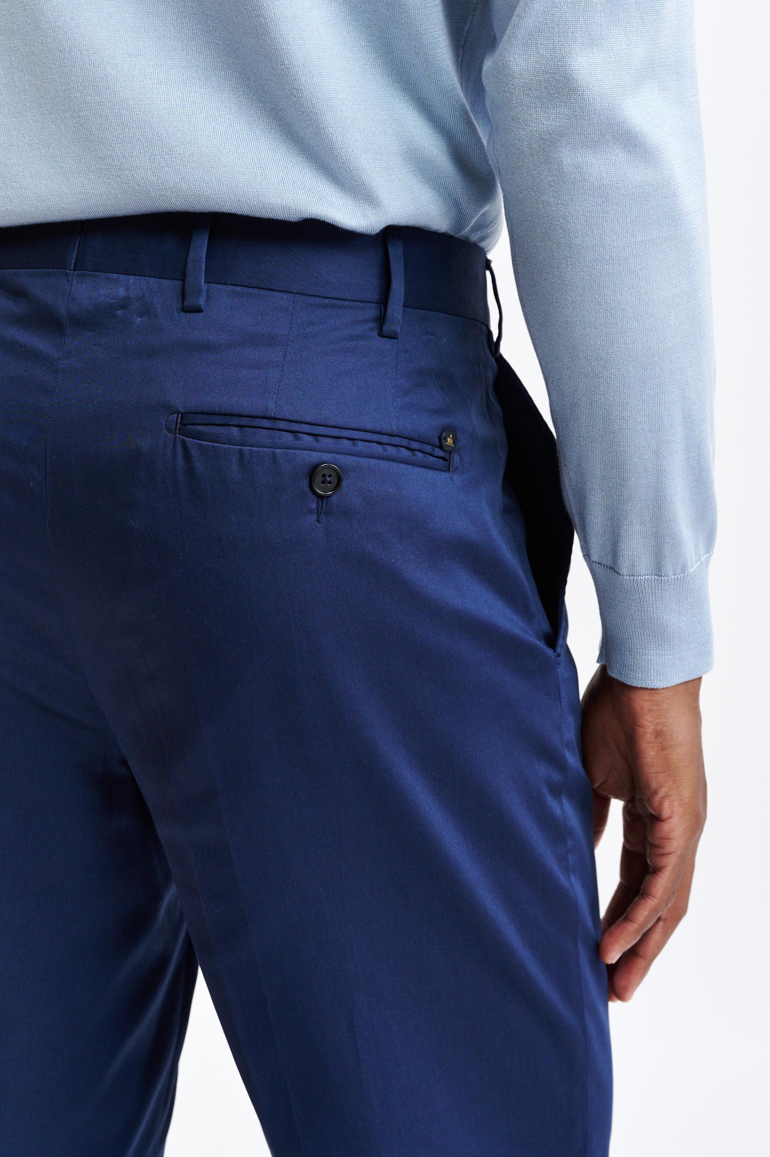 Dark Blue 100% Cotton Xander Trousers Cashmere Cotton — detail 4