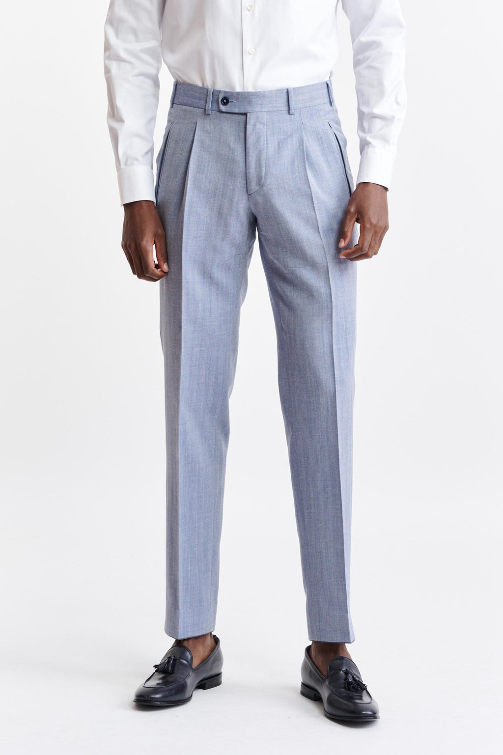 Medium Blue Wool & Cashmere Farley Trousers Jazz