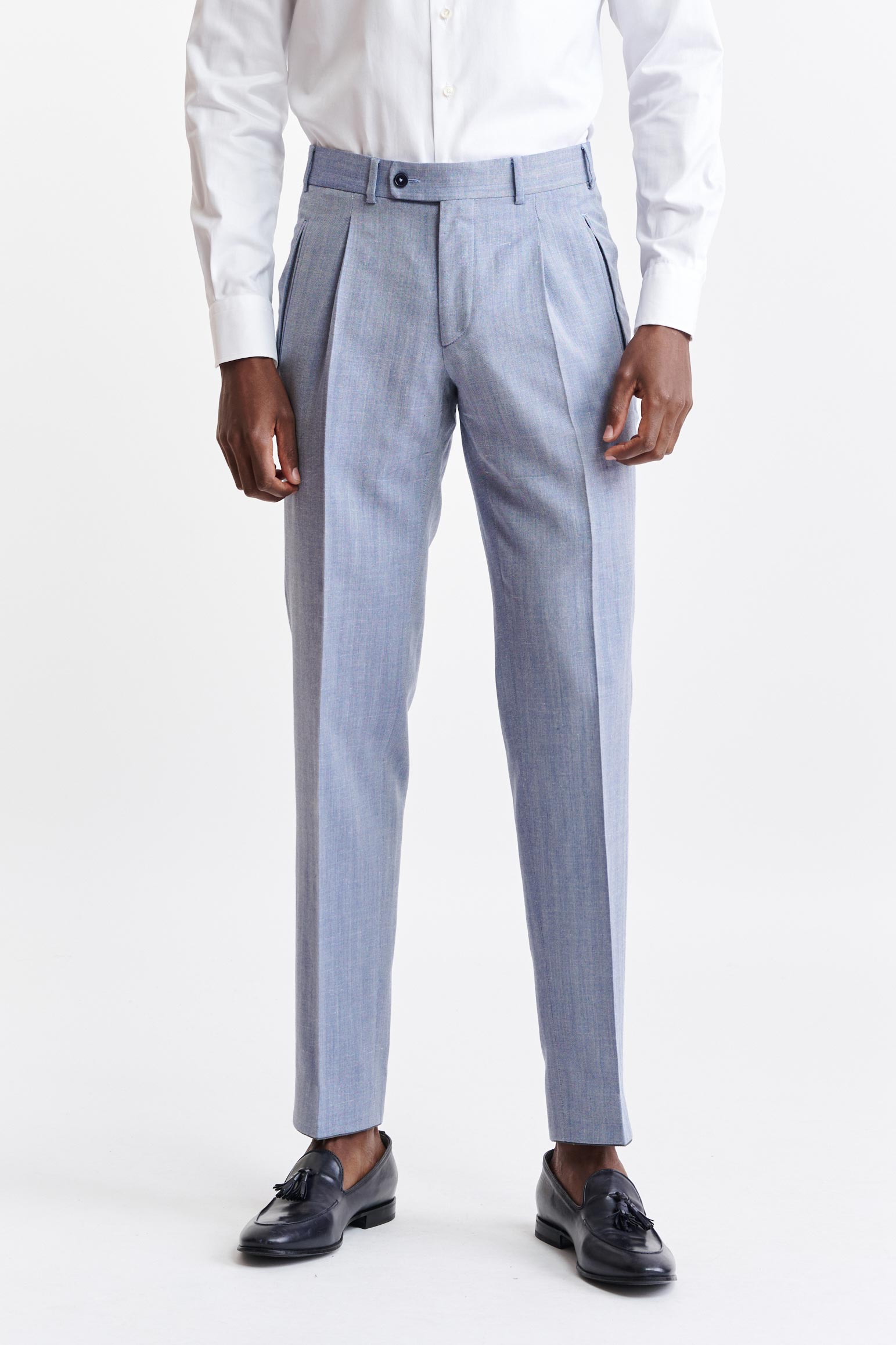 Medium Blue Wool & Cashmere Farley Trousers Jazz
