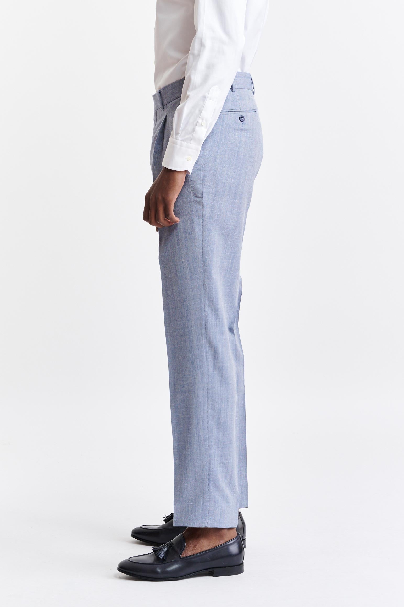 Medium Blue Wool & Cashmere Farley Trousers Jazz — detail 2