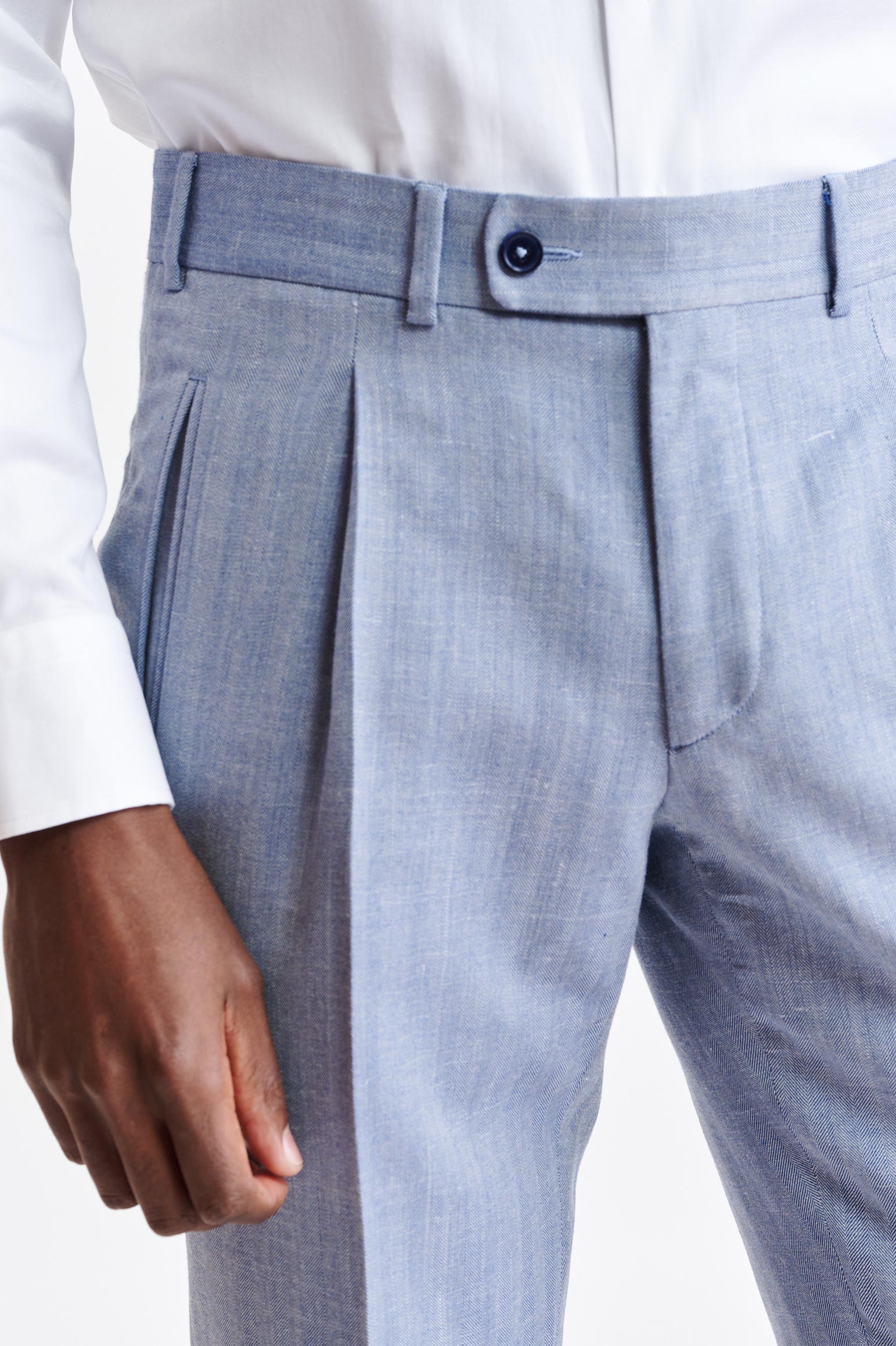 Medium Blue Wool & Cashmere Farley Trousers Jazz — detail 3