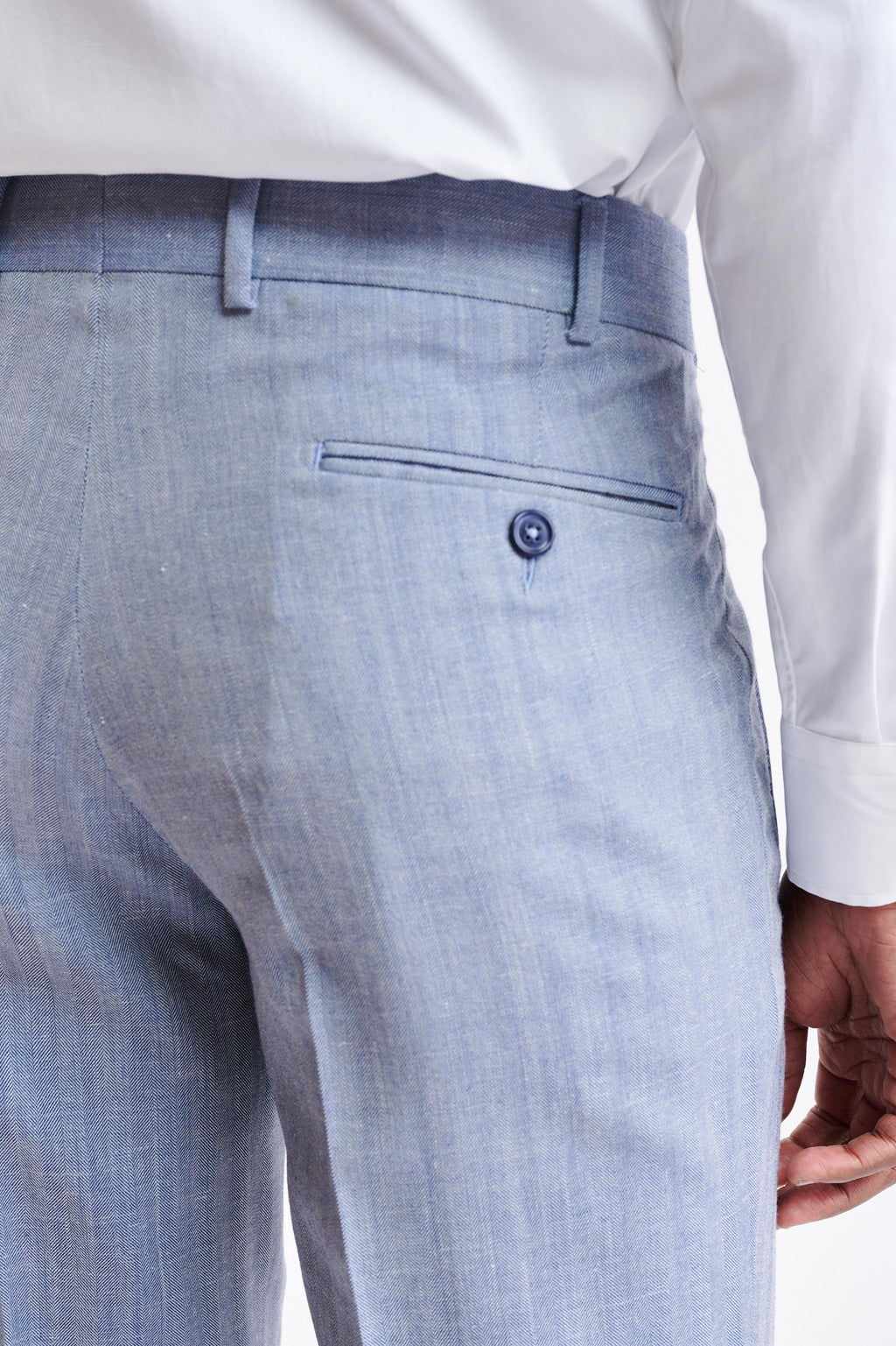 Medium Blue Wool & Cashmere Farley Trousers Jazz — detail 4