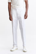White Cotton Gurkha Trousers Cashmere Cotton