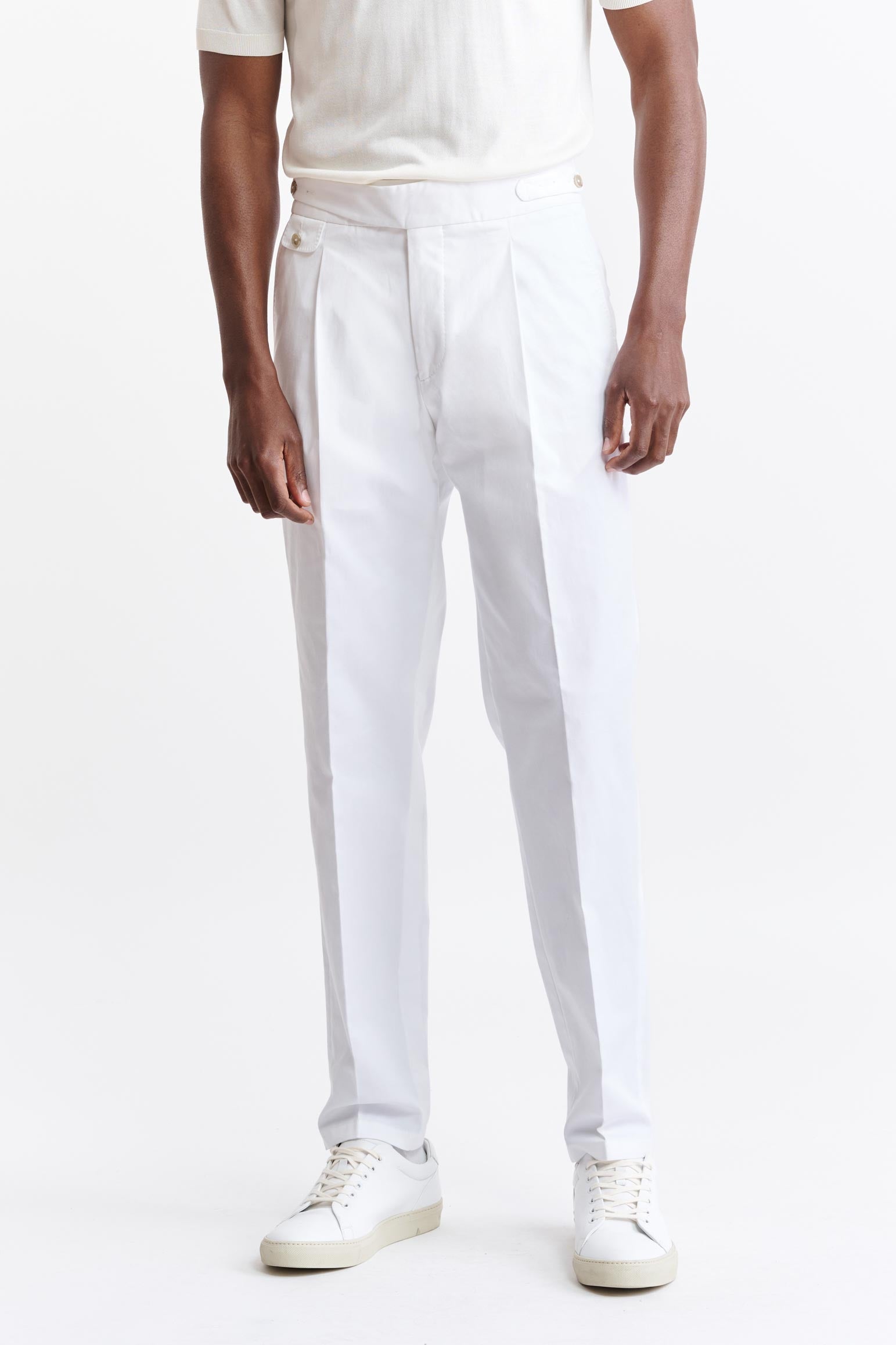 White Cotton Gurkha Trousers Cashmere Cotton