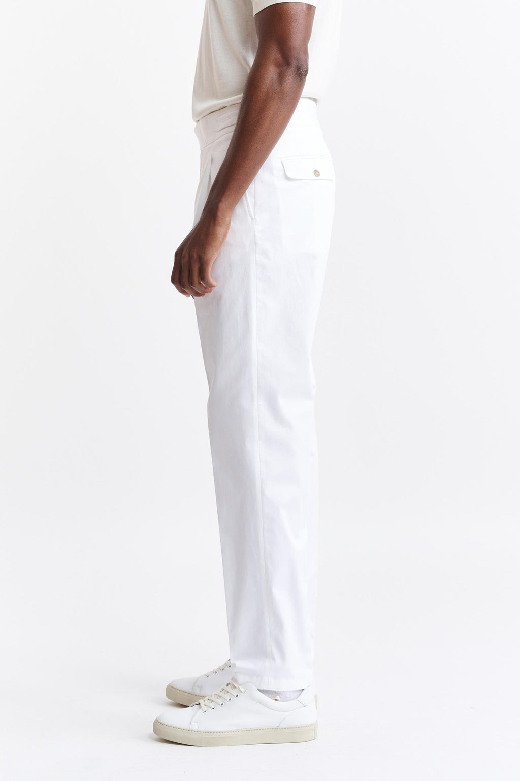 White Cotton Gurkha Trousers Cashmere Cotton — detail 2