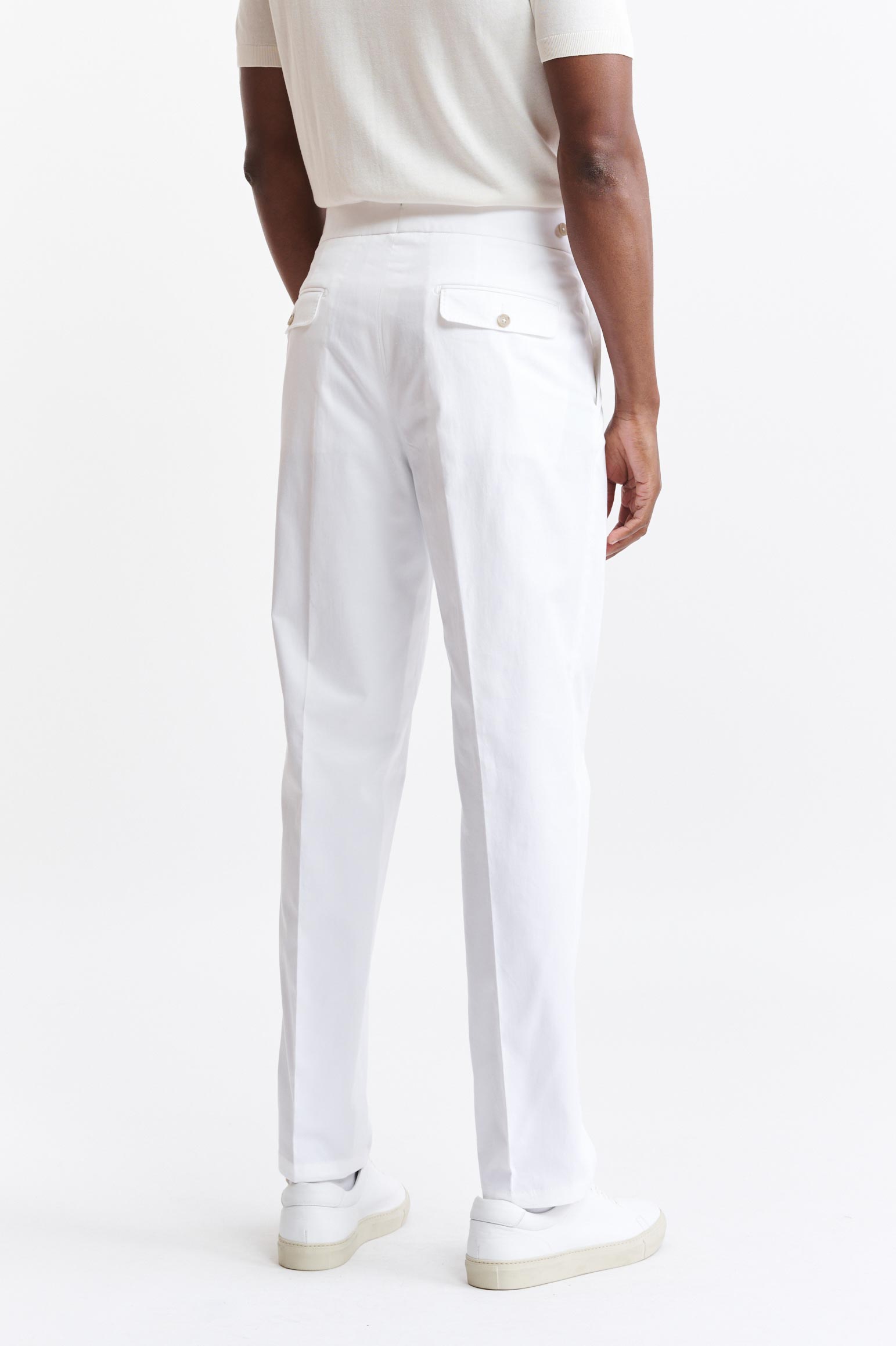 White Cotton Gurkha Trousers Cashmere Cotton — detail 5