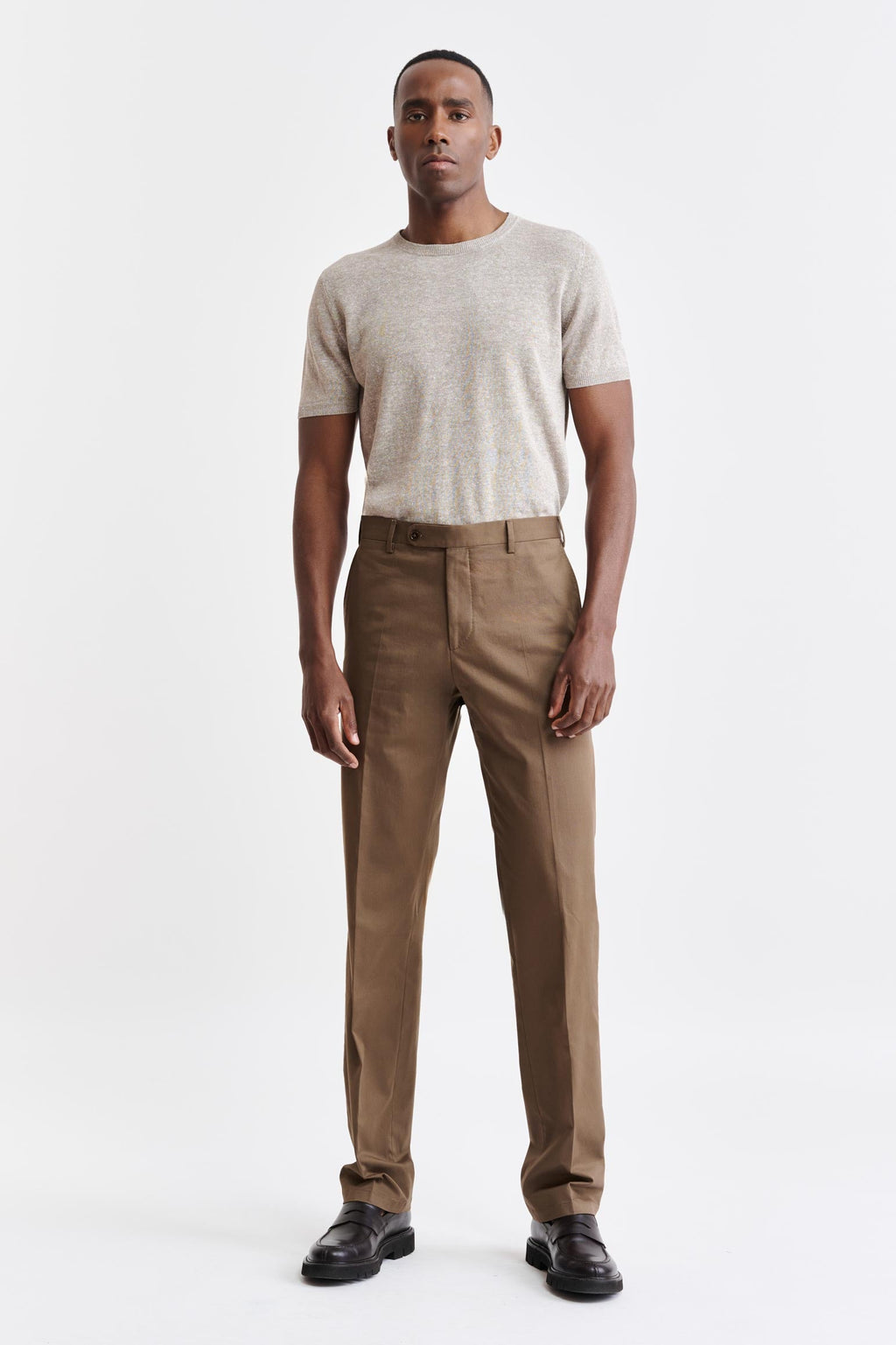 Medium Brown Cotton Xander Trousers Cashmere Cotton — detail 1