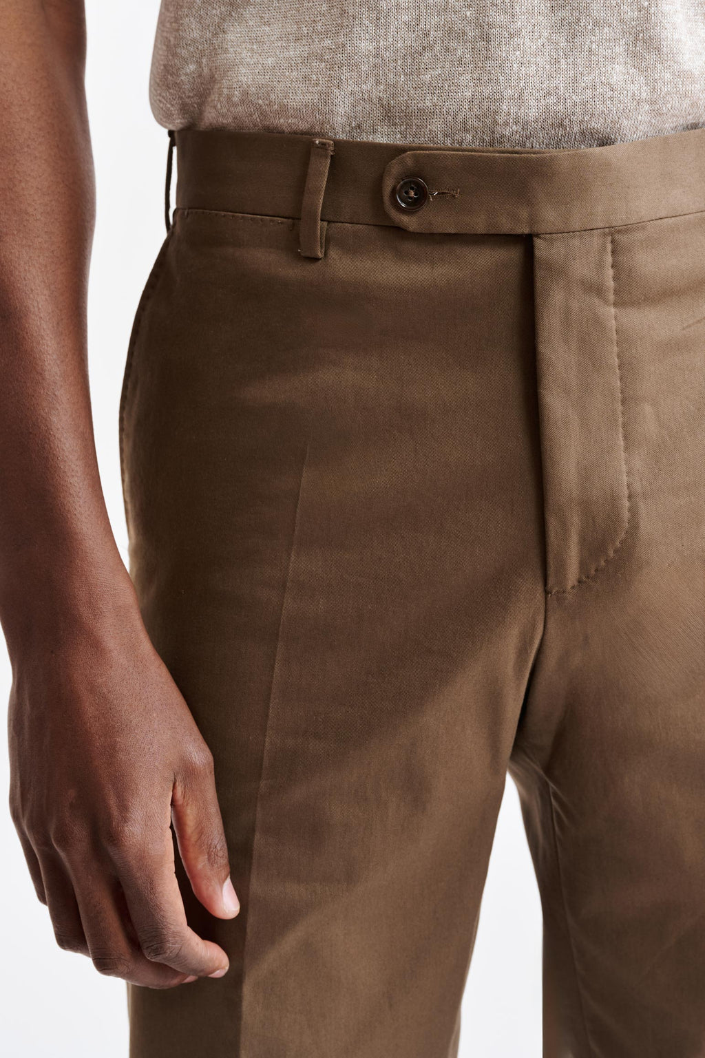 Medium Brown Cotton Xander Trousers Cashmere Cotton — detail 3