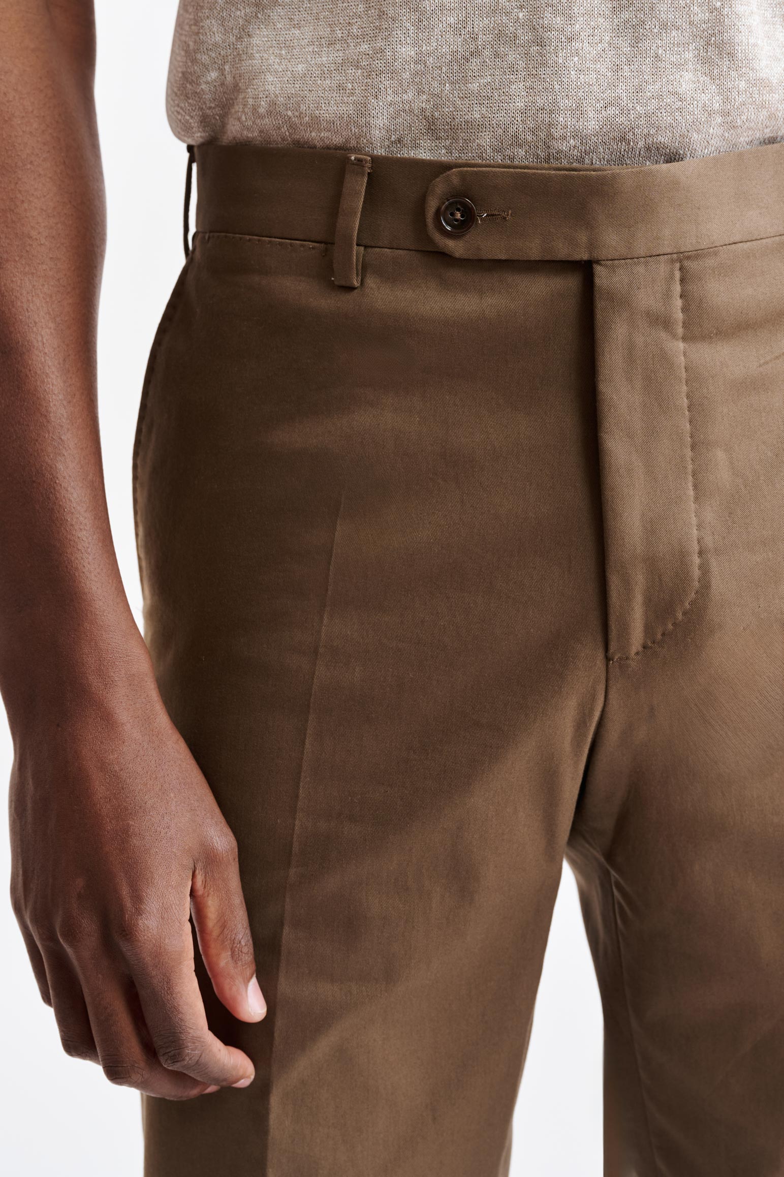 Medium Brown Cotton Xander Trousers Cashmere Cotton — detail 3