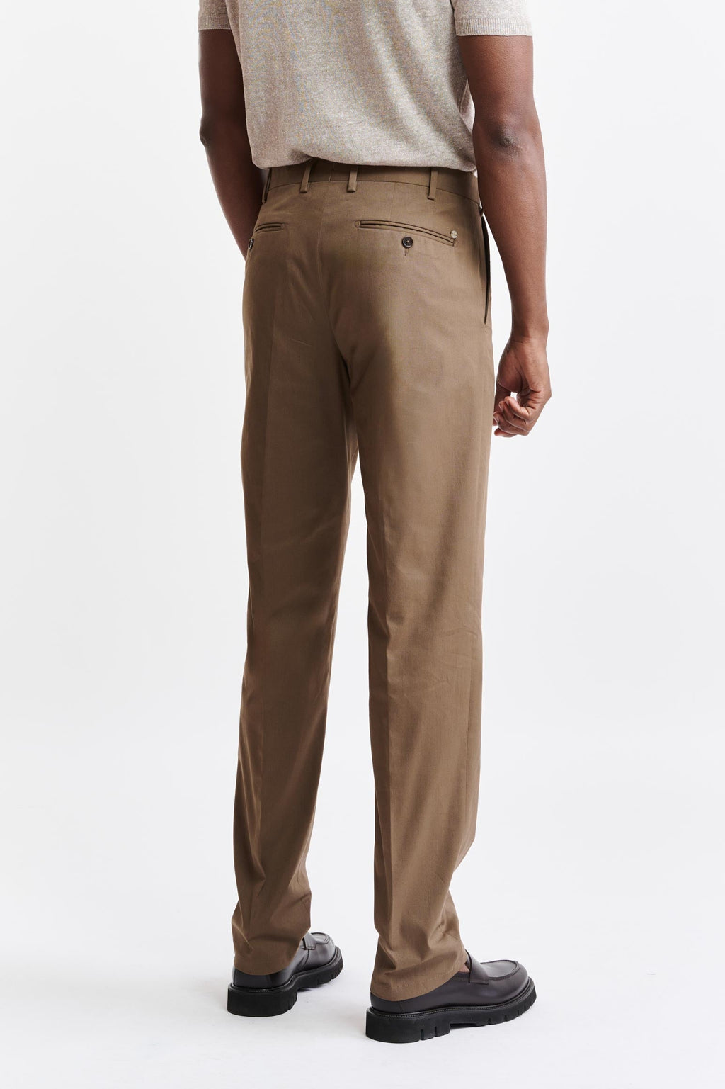 Medium Brown Cotton Xander Trousers Cashmere Cotton — detail 5
