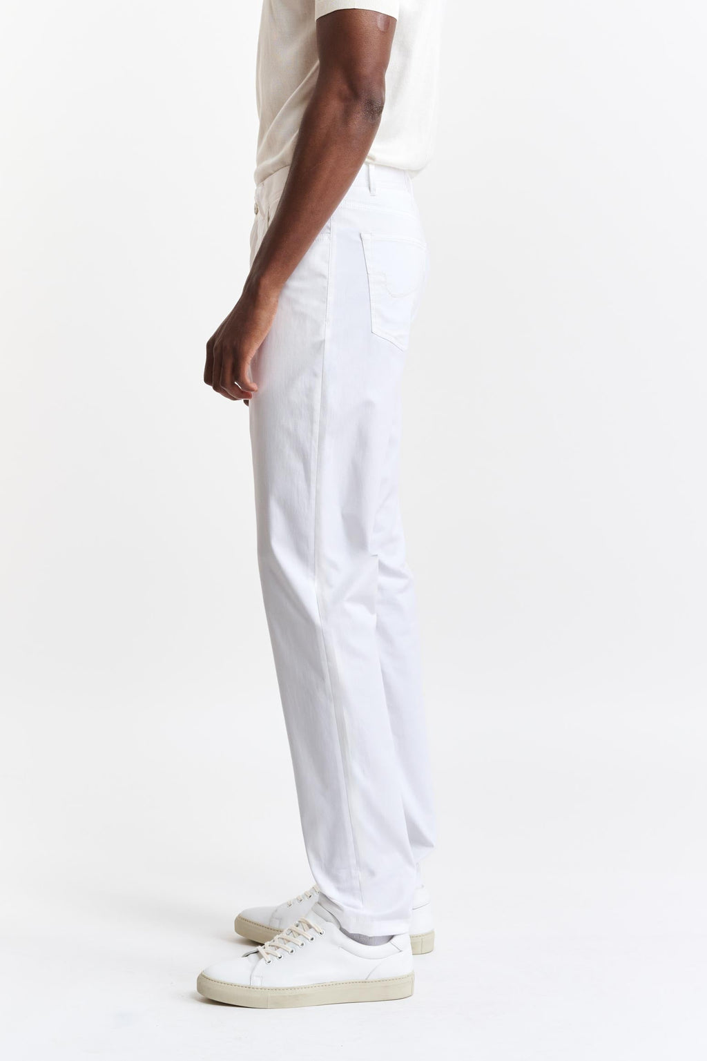 White Cotton Five Pocket Trousers Cashmere Cotton — detail 2