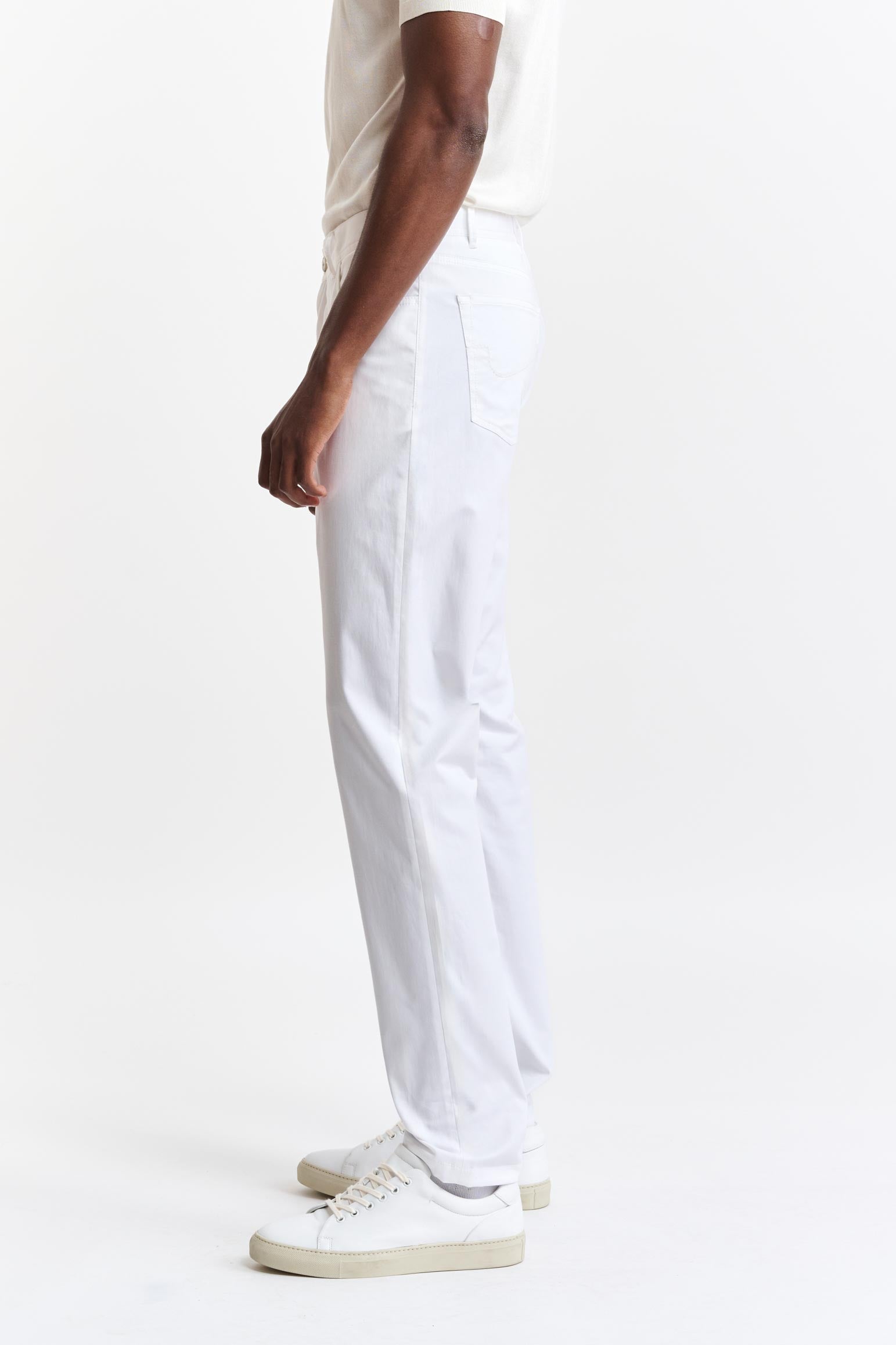 White Cotton Five Pocket Trousers Cashmere Cotton — detail 2