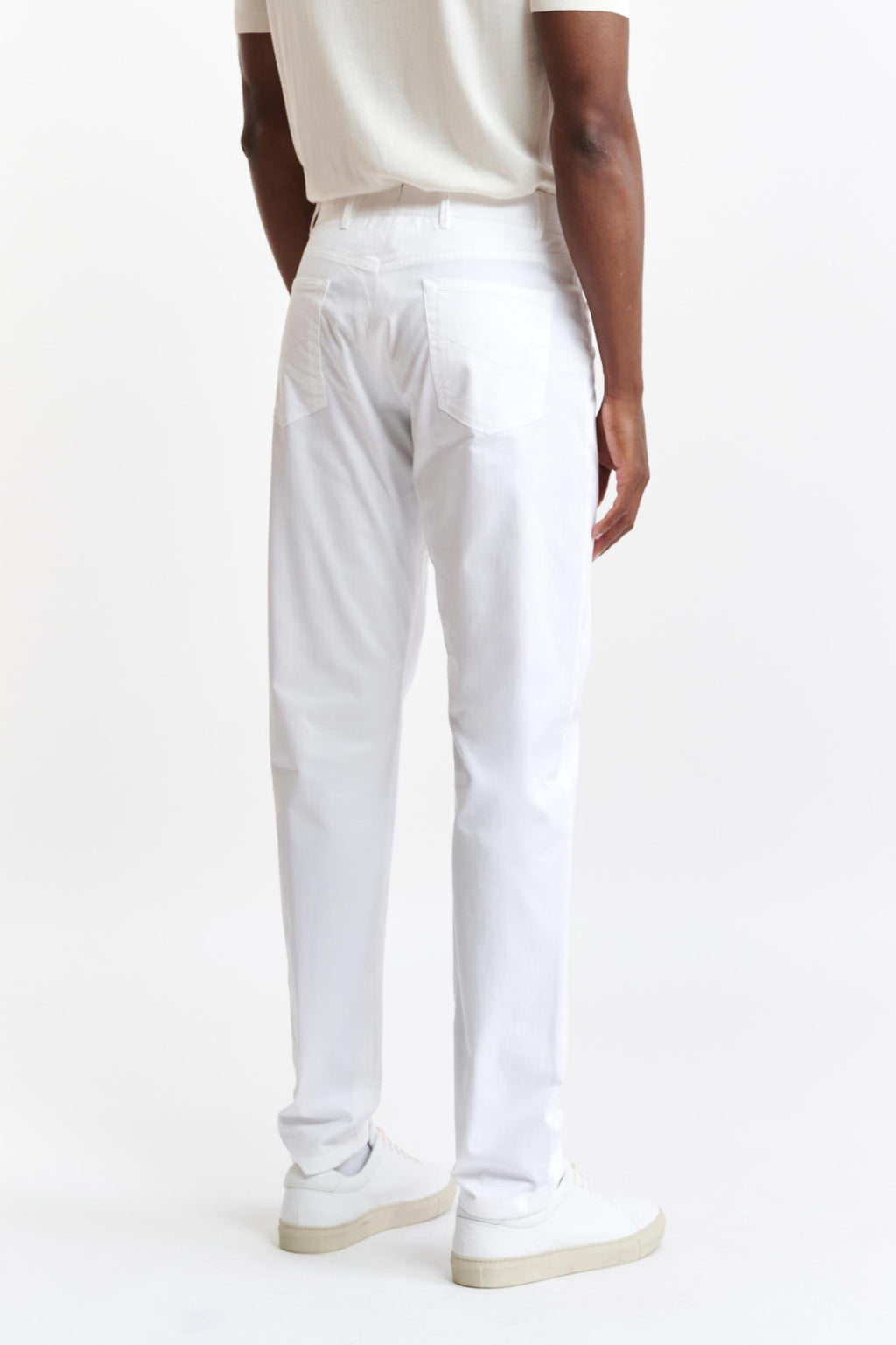 White Cotton Five Pocket Trousers Cashmere Cotton — detail 5