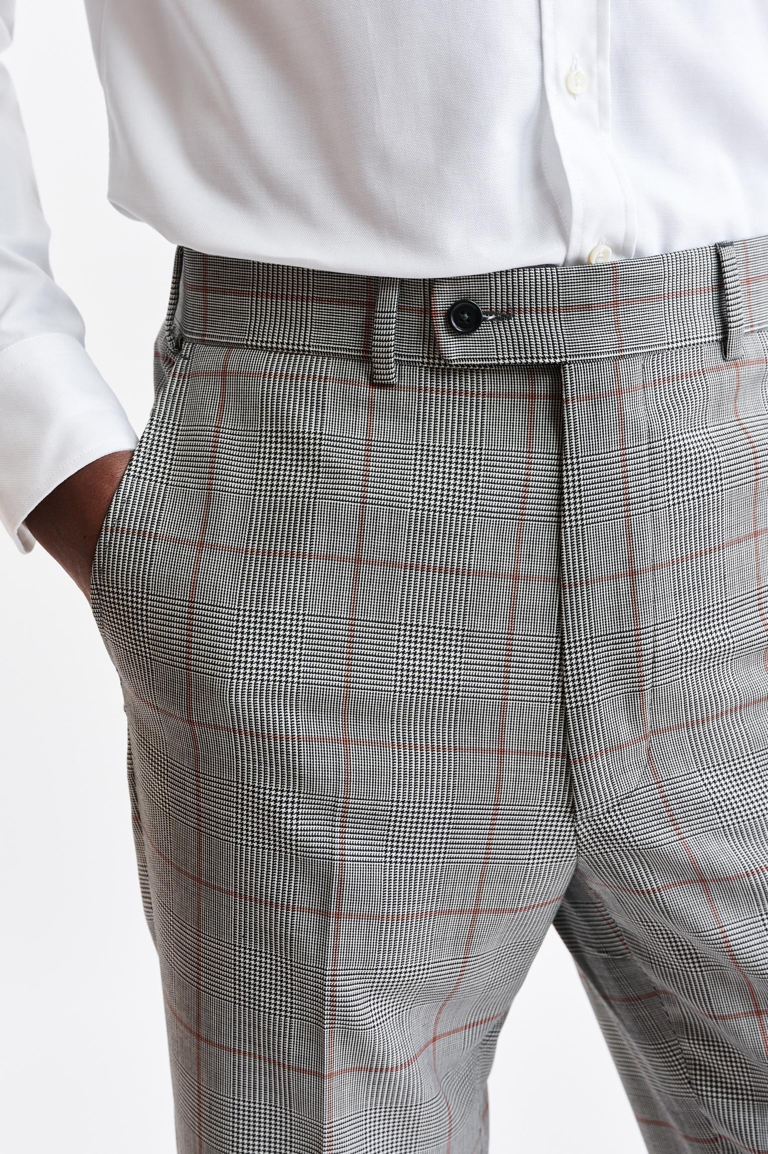 Black & White Wool Super 100's Signature Trousers Riviera Trend — detail 3