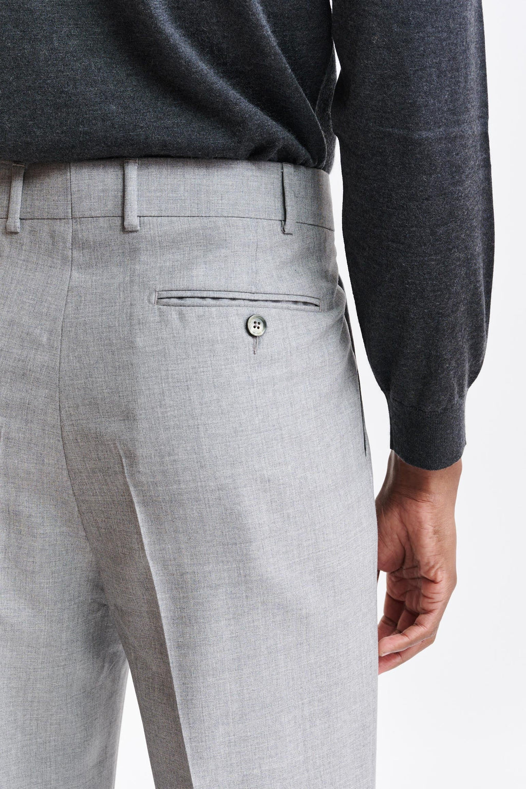 Light Grey 100% Wool Ronas Trousers Capri — detail 3