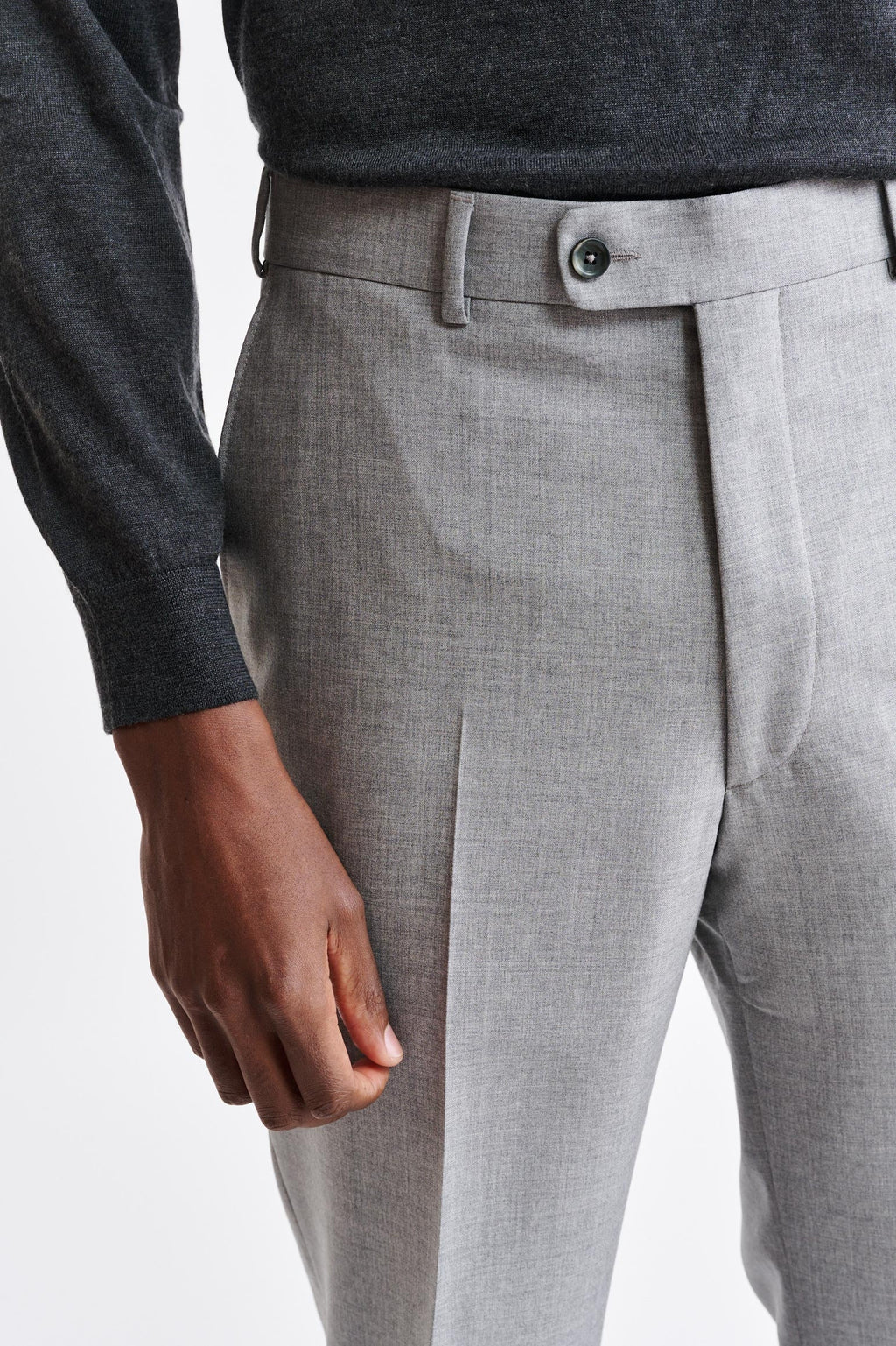 Light Grey 100% Wool Ronas Trousers Capri — detail 4