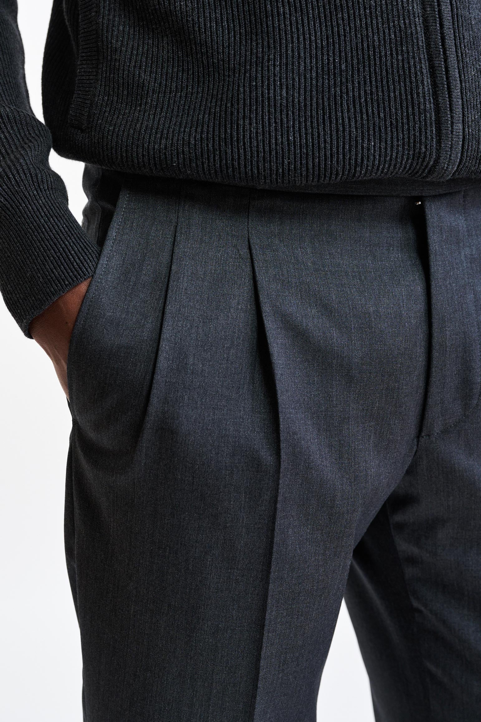 Medium Grey 100% Wool Super 100's Signature Trousers New Deluxe — detail 2