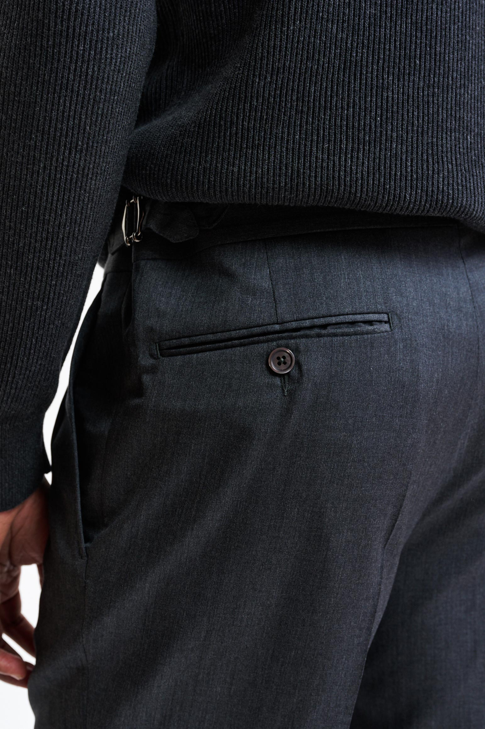 Medium Grey 100% Wool Super 100's Signature Trousers New Deluxe — detail 3