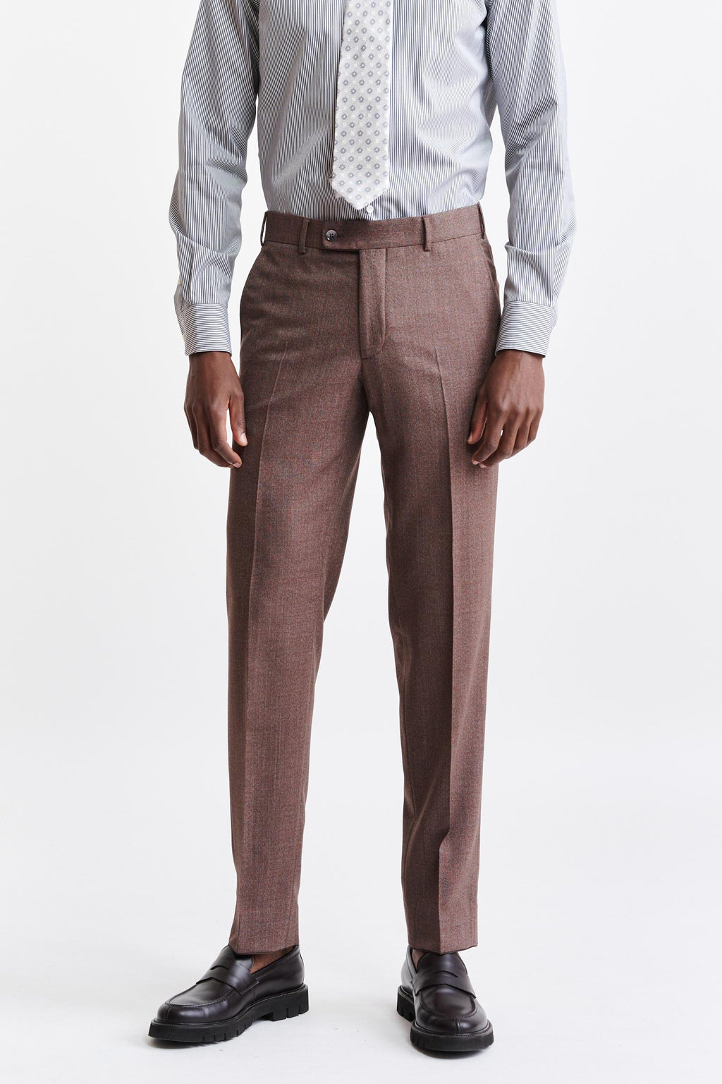 Medium Brown 100% Wool Super 130's Farley Trousers Jazz