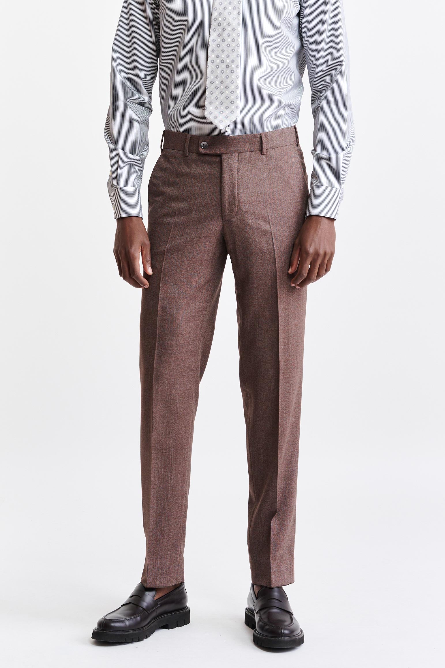 Medium Brown 100% Wool Super 130's Farley Trousers Jazz