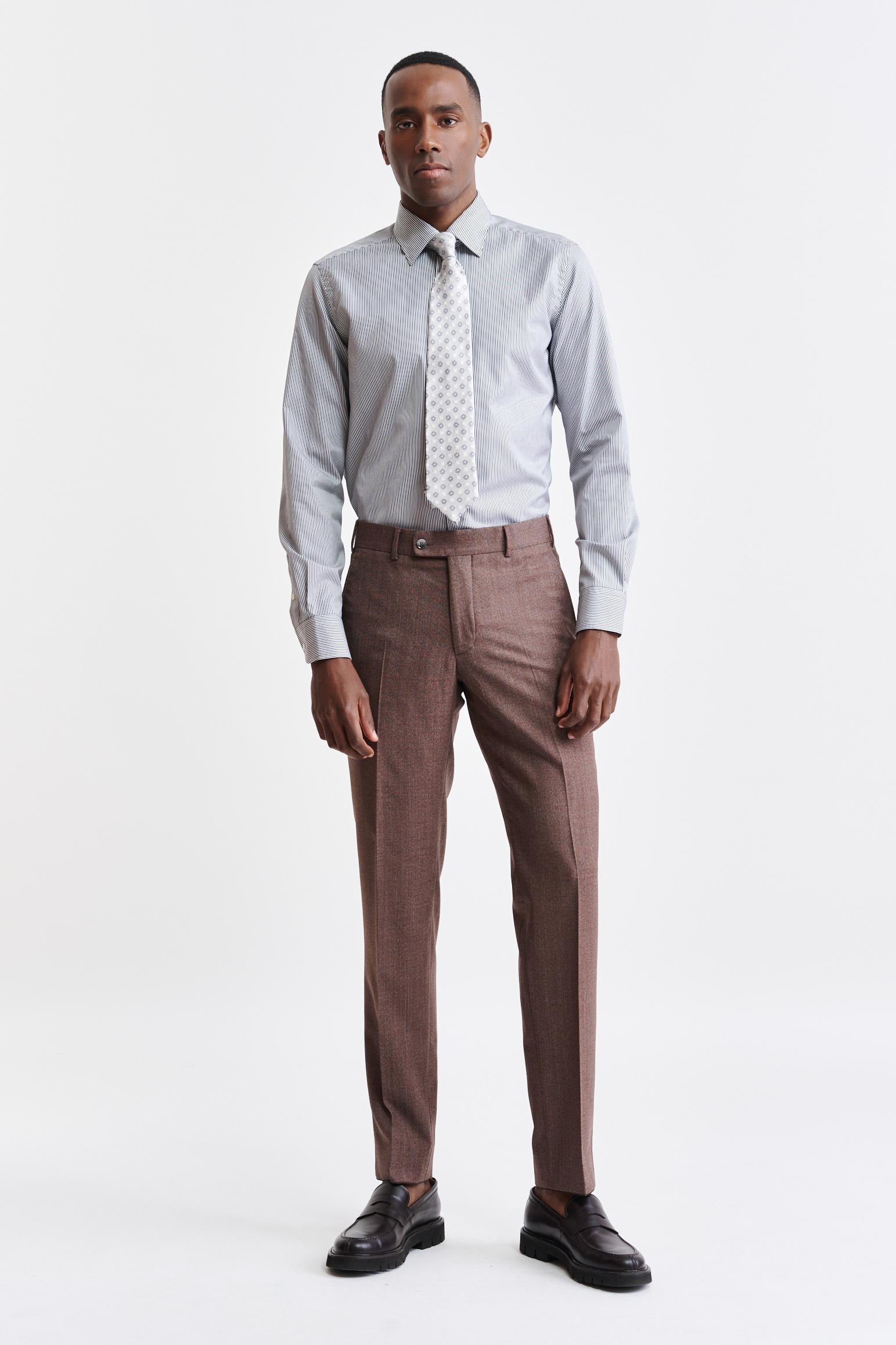 Medium Brown 100% Wool Super 130's Farley Trousers Jazz — detail 1