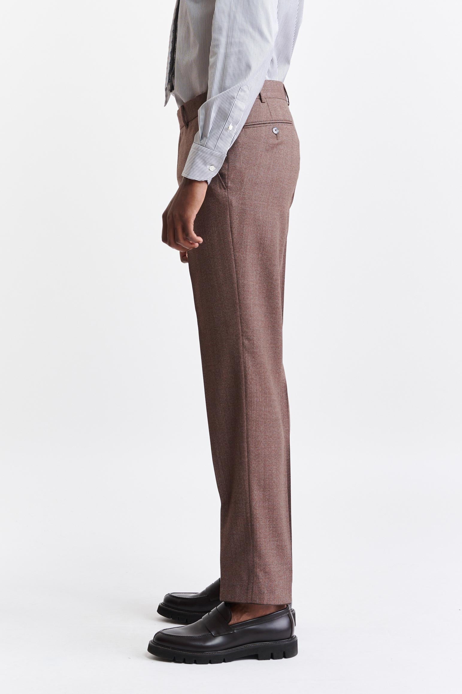 Medium Brown 100% Wool Super 130's Farley Trousers Jazz — detail 2