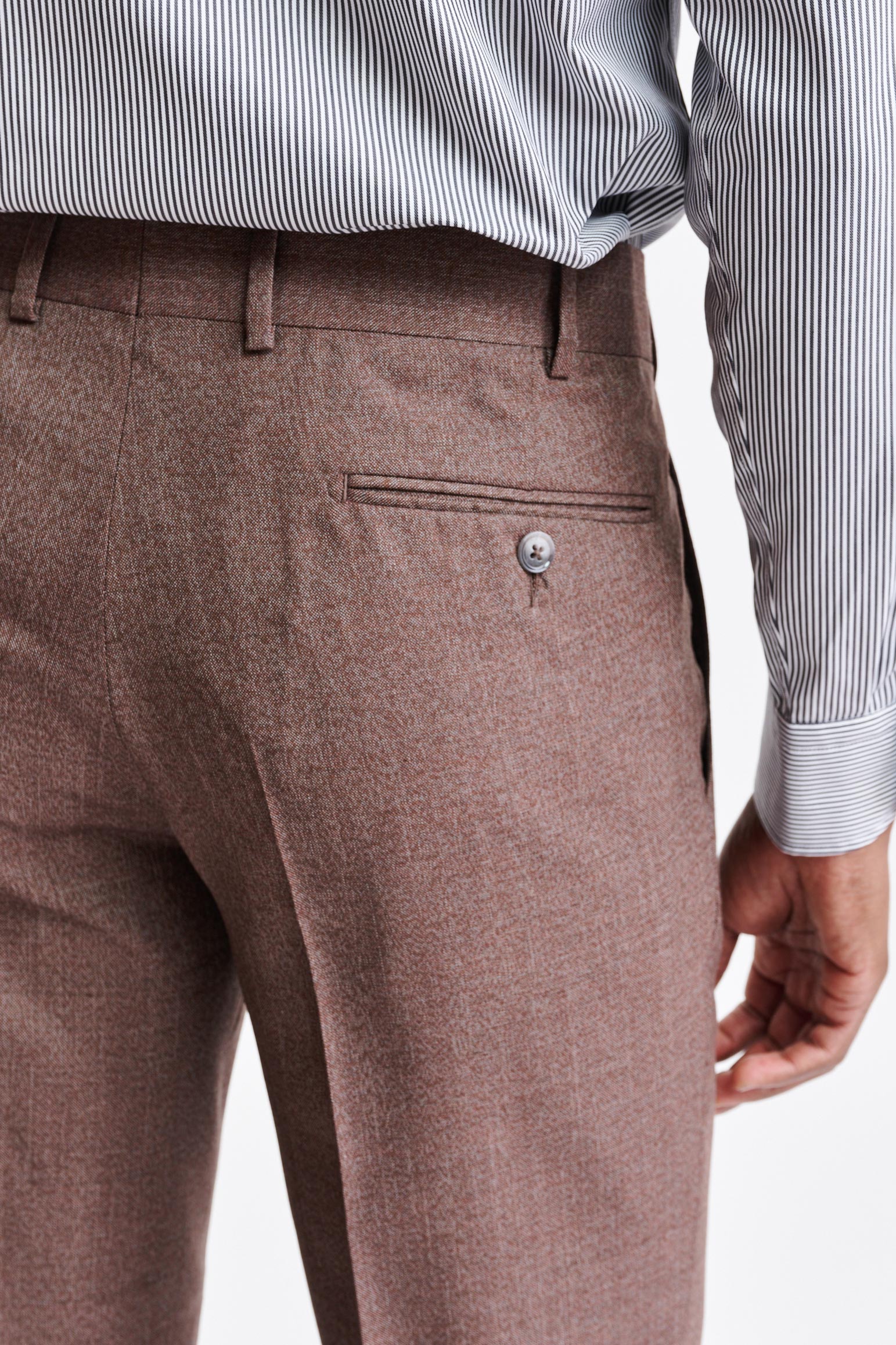 Medium Brown 100% Wool Super 130's Farley Trousers Jazz — detail 4