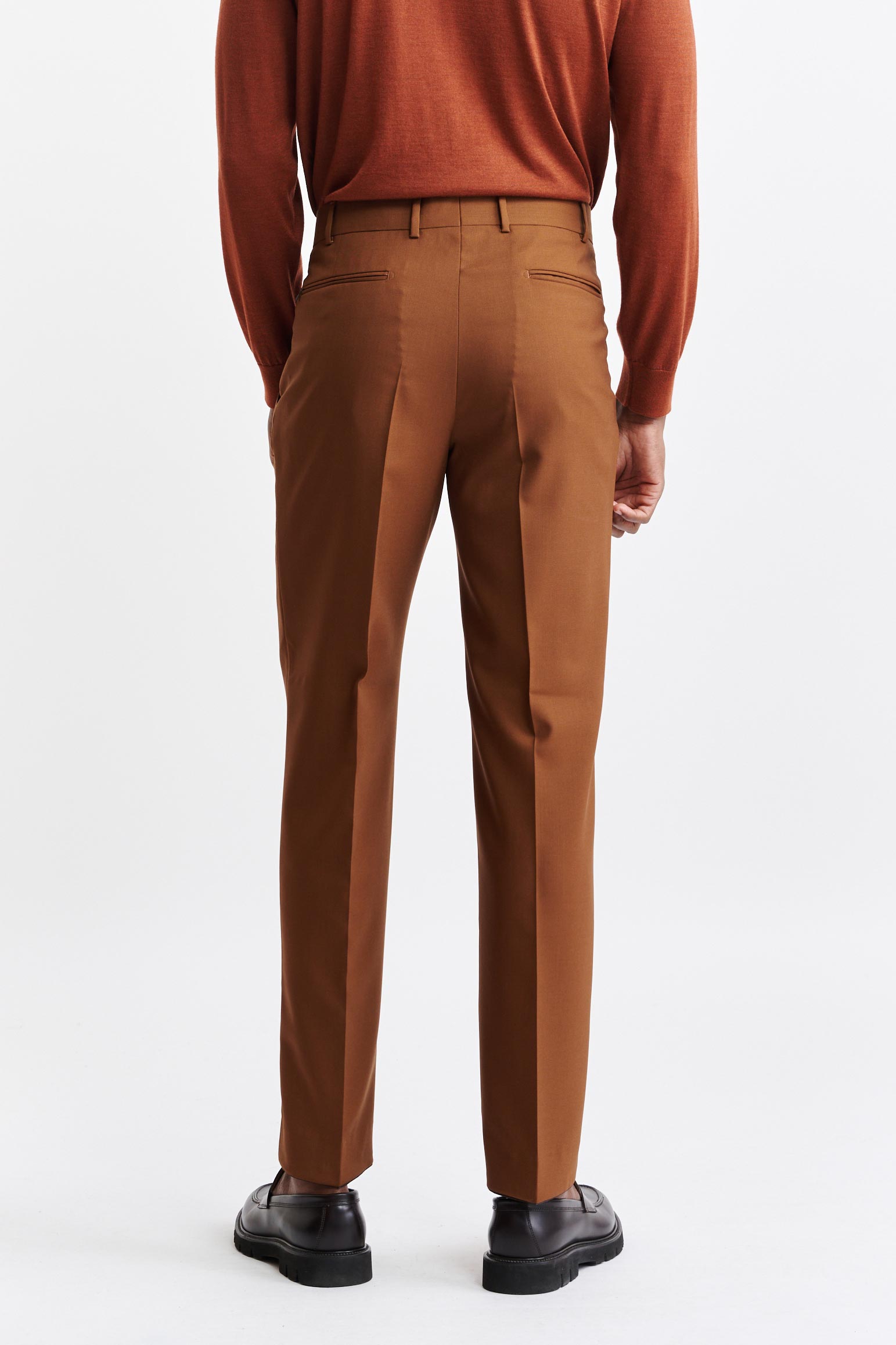 Medium Brown 100% Wool Super 100's Farley Trousers New Deluxe — detail 4