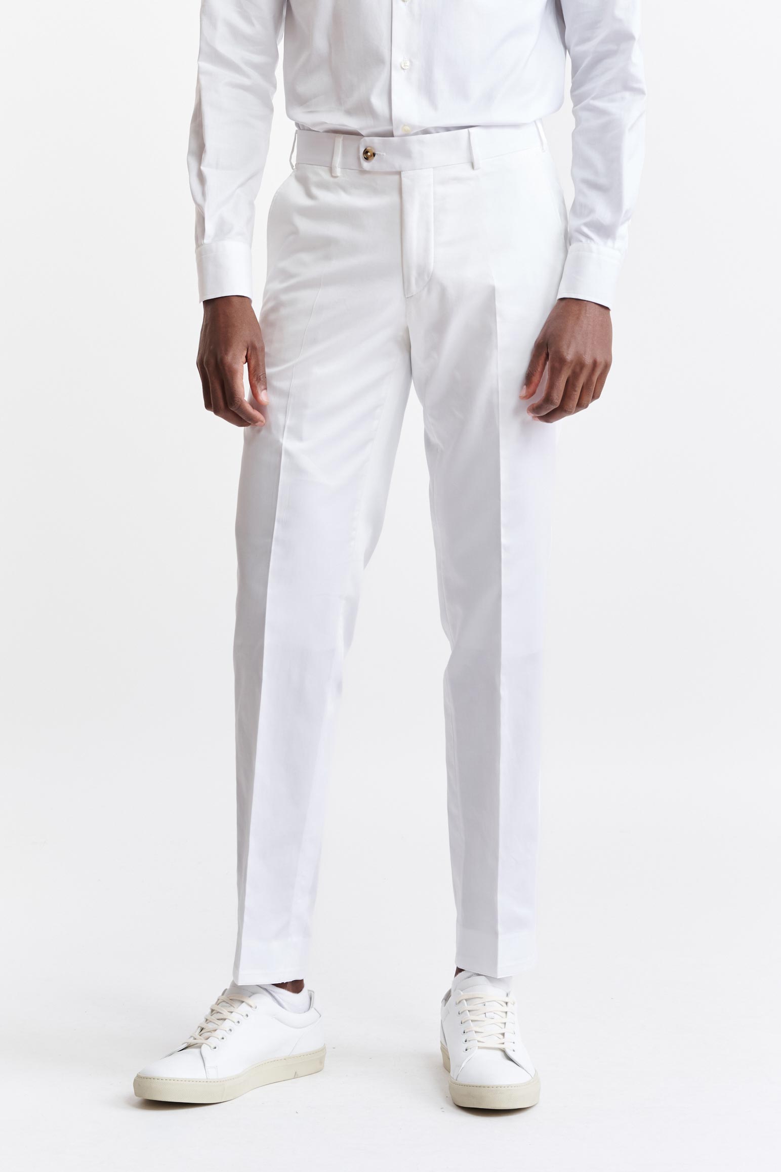 White 100% Cotton Farley Trousers Cashmere Cotton
