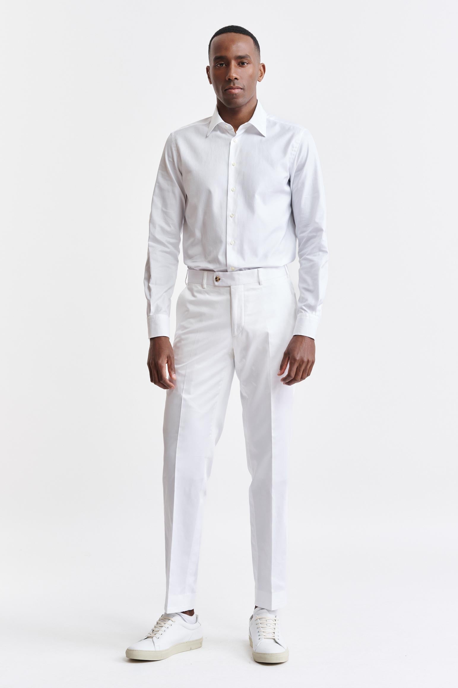 White 100% Cotton Farley Trousers Cashmere Cotton — detail 1