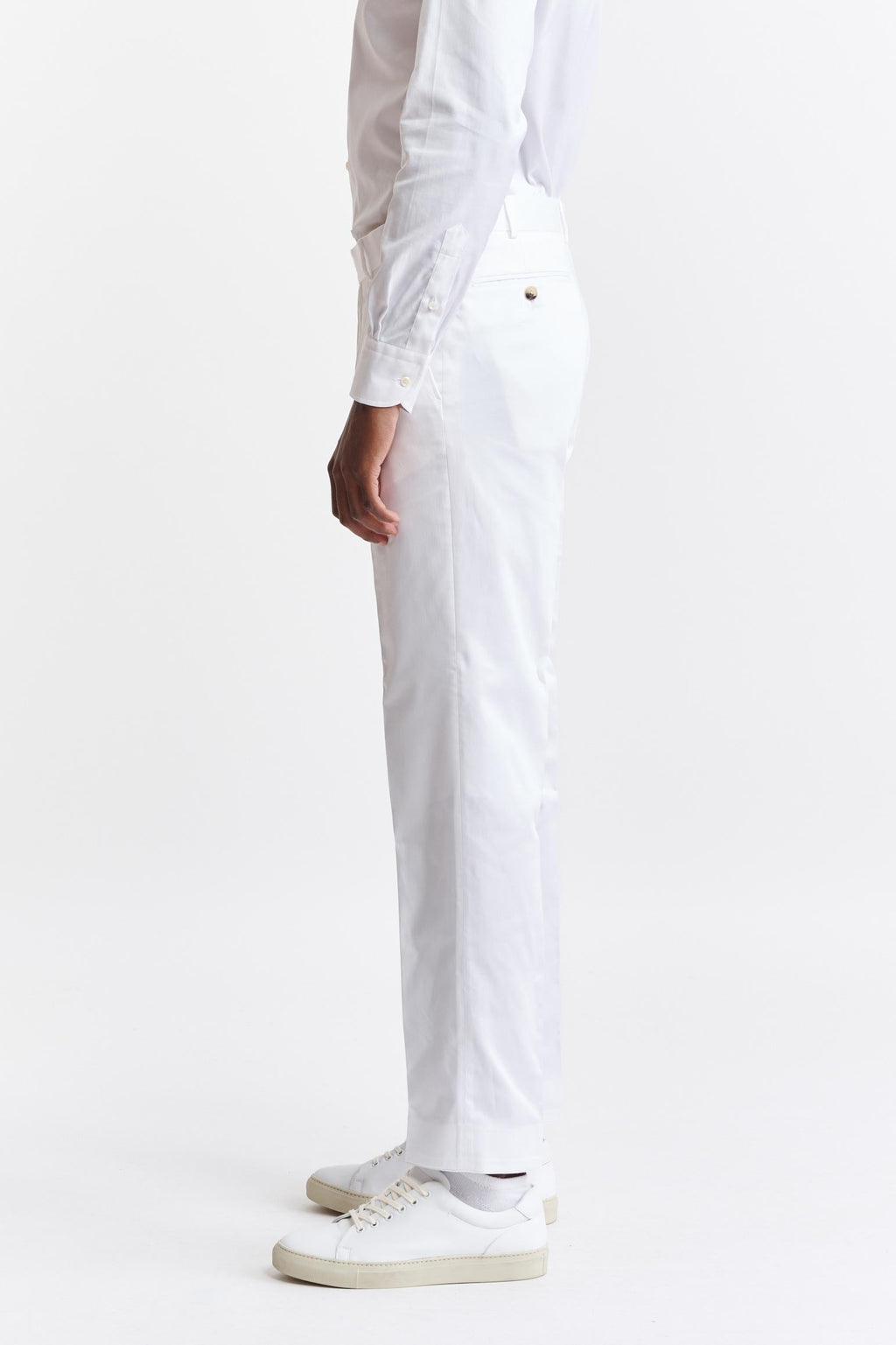 White 100% Cotton Farley Trousers Cashmere Cotton — detail 2