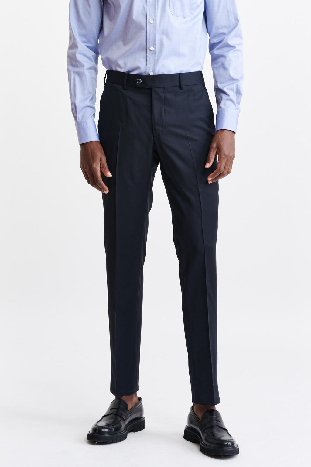 Dark Blue 100% Wool Super 100's Farley Trousers New Deluxe