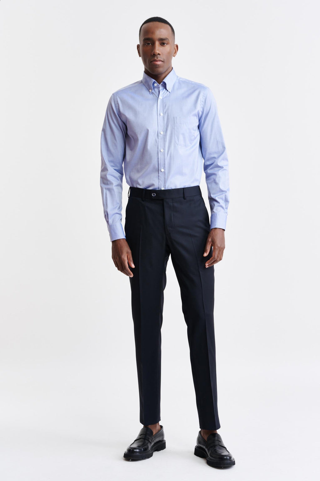 Dark Blue 100% Wool Super 100's Farley Trousers New Deluxe — detail 1