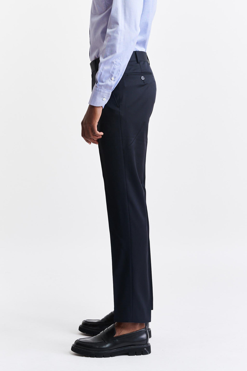 Dark Blue 100% Wool Super 100's Farley Trousers New Deluxe — detail 2