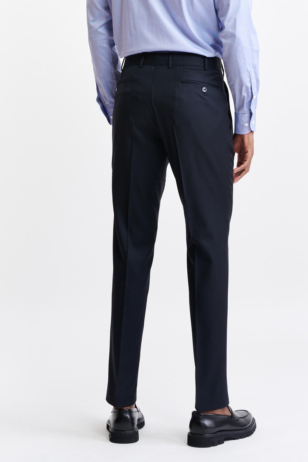 Dark Blue 100% Wool Super 100's Farley Trousers New Deluxe — detail 5