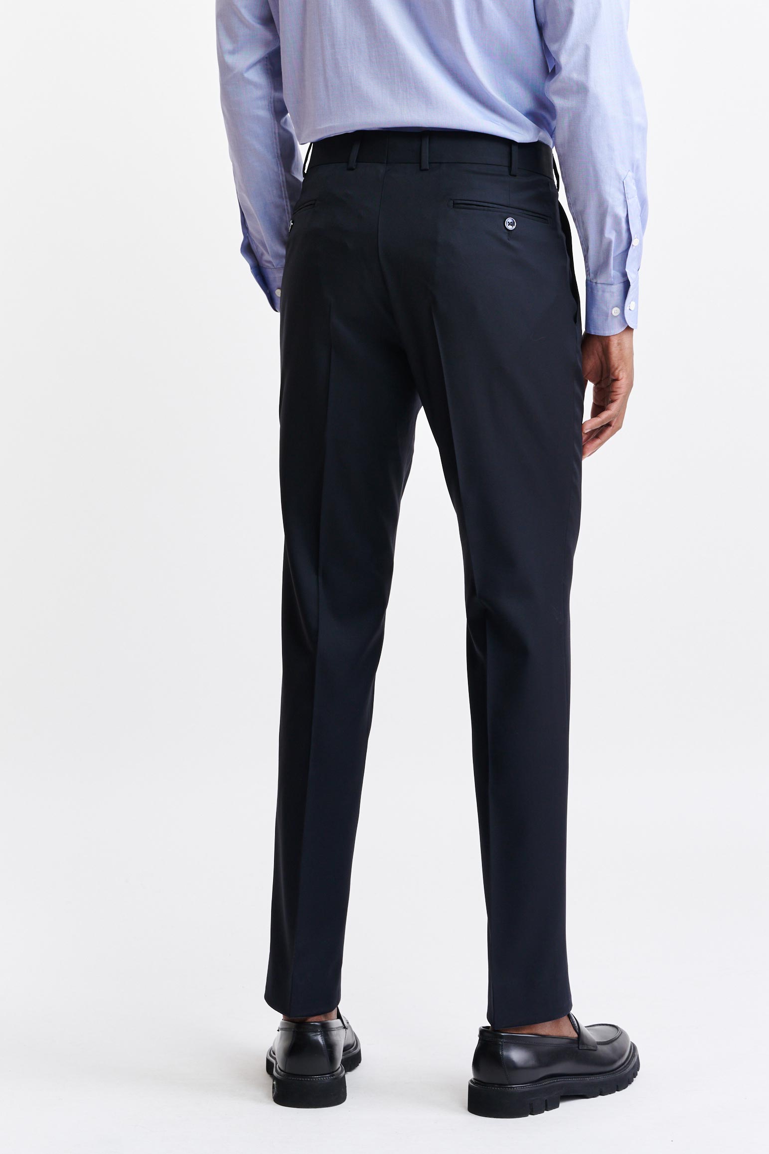Dark Blue 100% Wool Super 100's Farley Trousers New Deluxe — detail 5