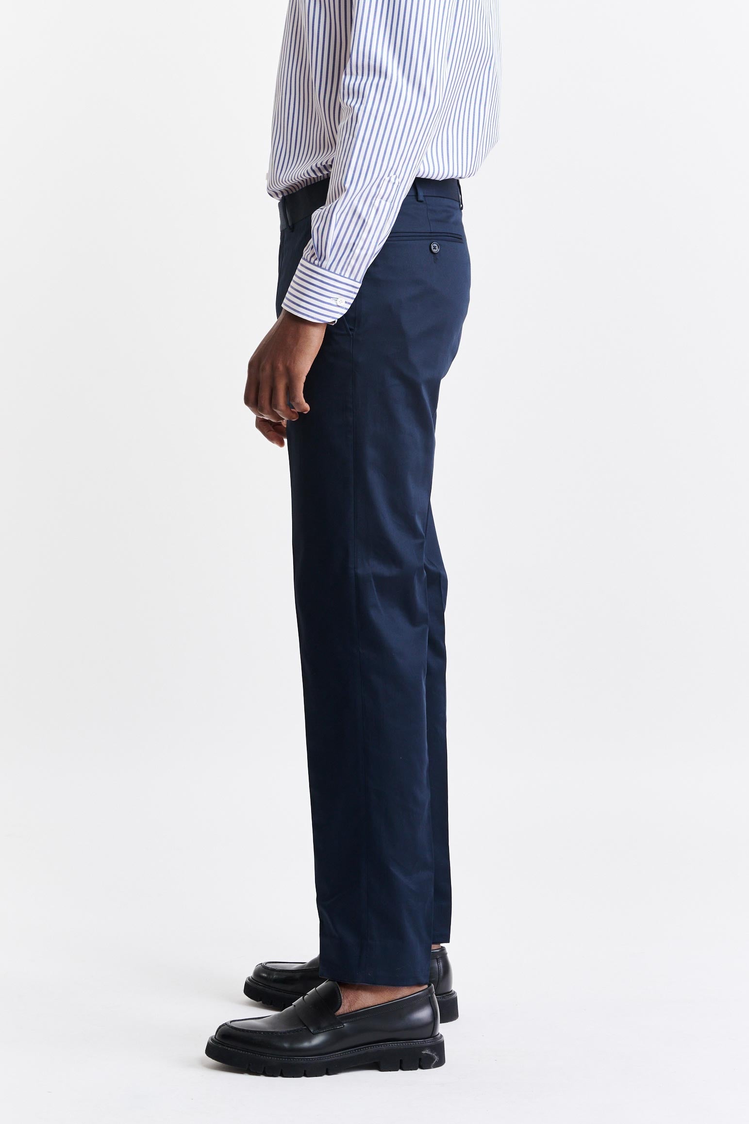 Dark Blue 100% Cotton Farley Trousers Cashmere Cotton — detail 2
