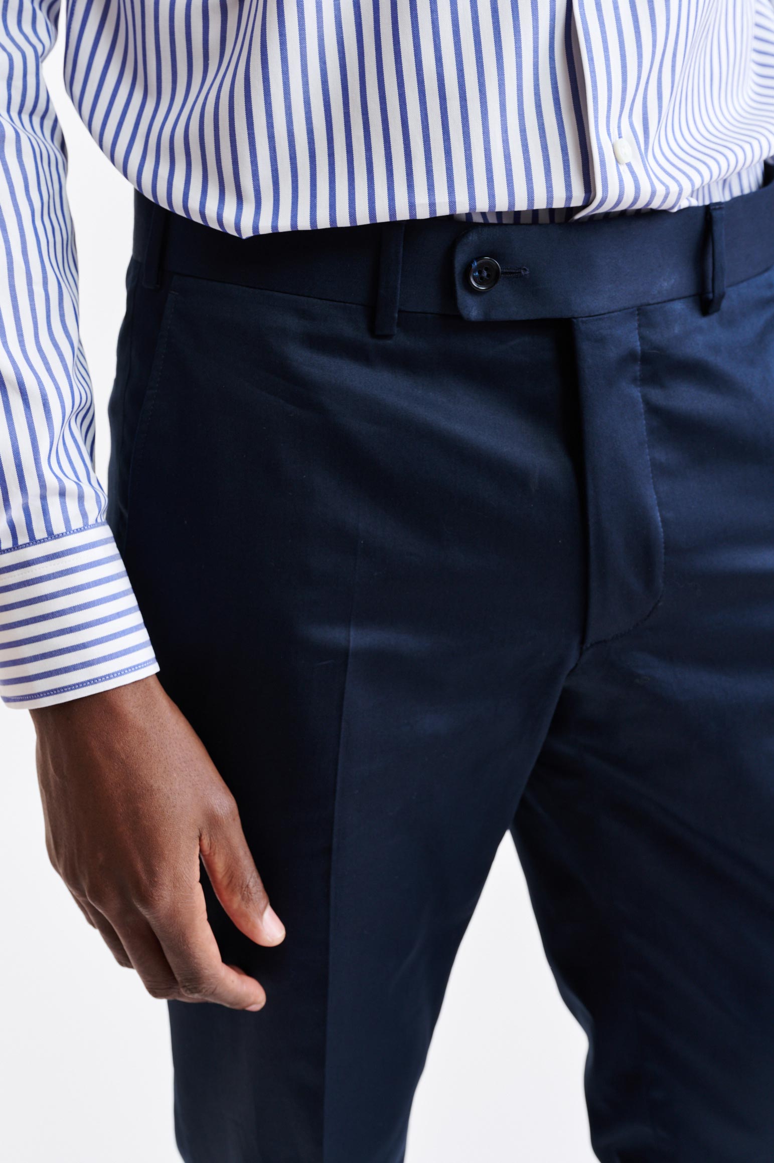 Dark Blue 100% Cotton Farley Trousers Cashmere Cotton — detail 3
