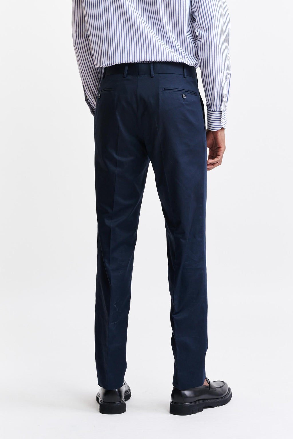 Dark Blue 100% Cotton Farley Trousers Cashmere Cotton — detail 5