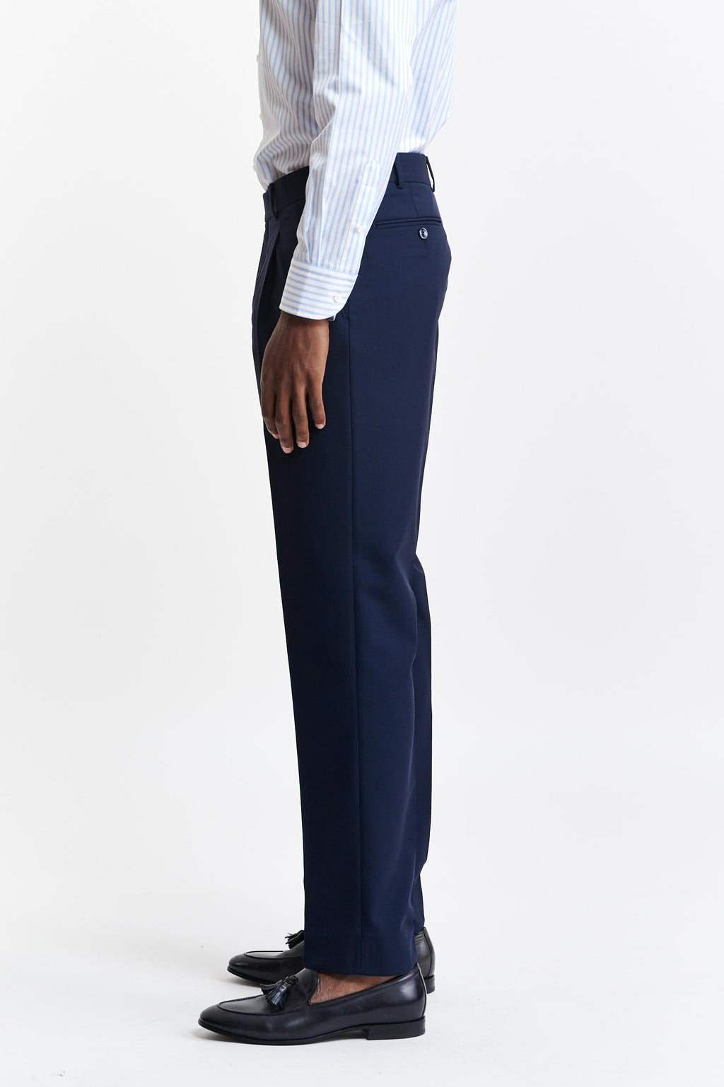 Dark Blue 100% Wool Signature Trousers Capri — detail 2